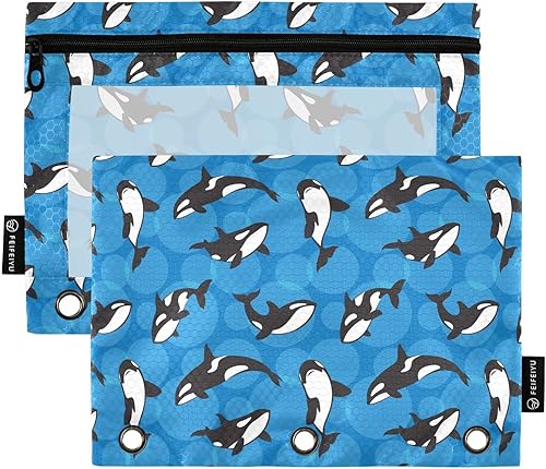 Vista 127 de ALAZA Estuche para lápices para carpeta de 3 anillas, carpetas con estampado de vacas, bolsas para lápices con ventana transparente con cremallera