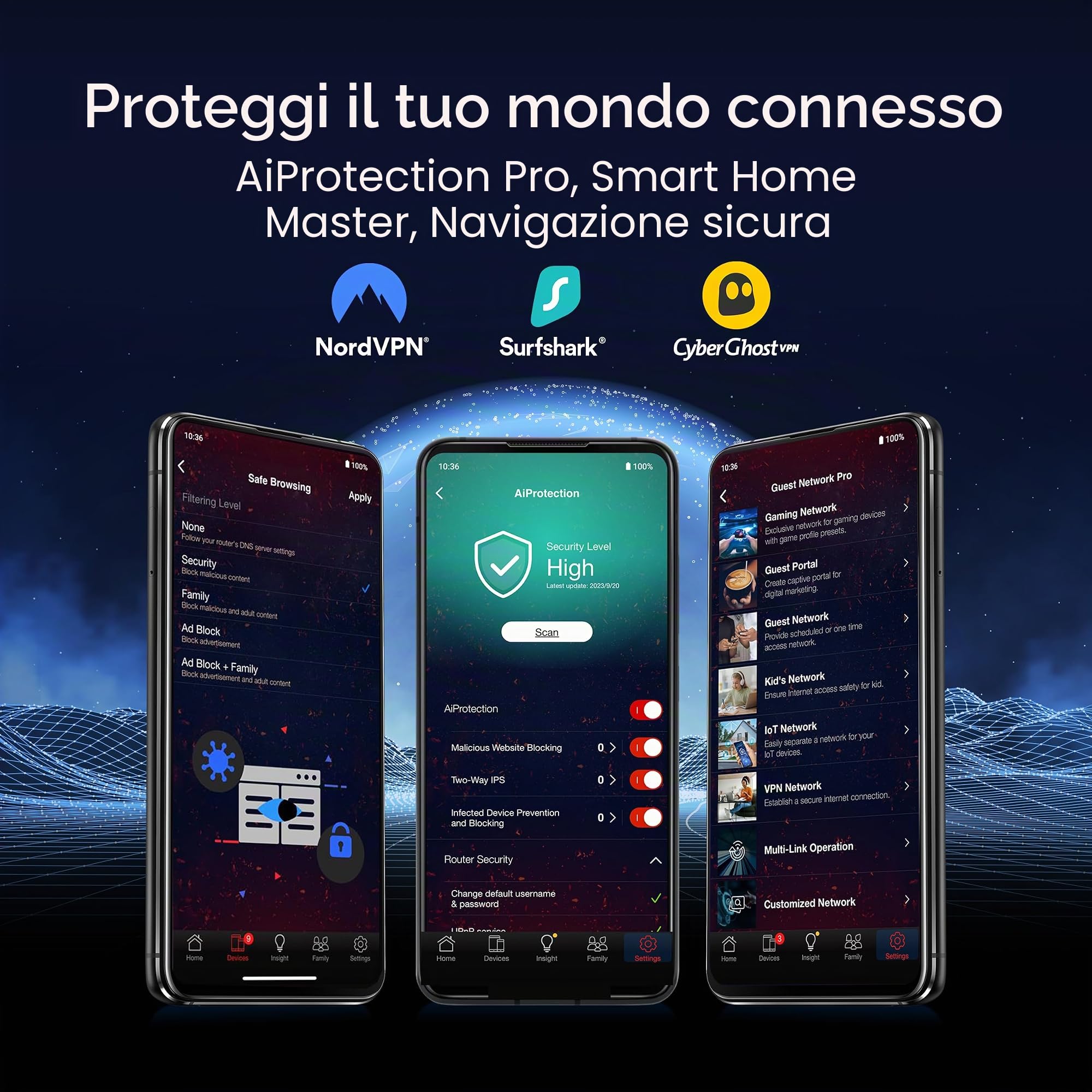 ASUS ROG Strix GS-BE12000 WiFi 7 Tri-Band Router, 12000 Mbps, Capacità cablata 20G, copertura 3.000 mq, CPU Quad-core 2.0GHz, accelerazione di gioco, sicurezza a triplo livello, compatibile AiMesh
