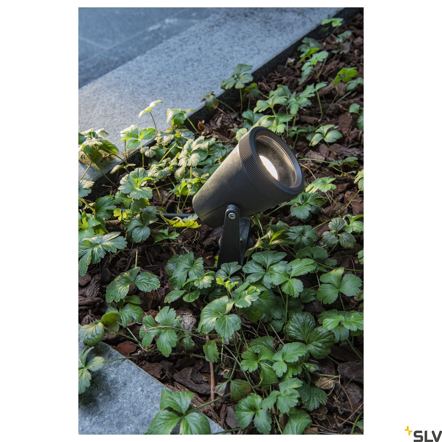SLV 1004757 Samrina SP Single QPAR51 Lampe Jardin, terrasse, Plantes, chemins, Bassin, éclairage extérieur LED, GU10 IP65 7 W Noir, Plastique