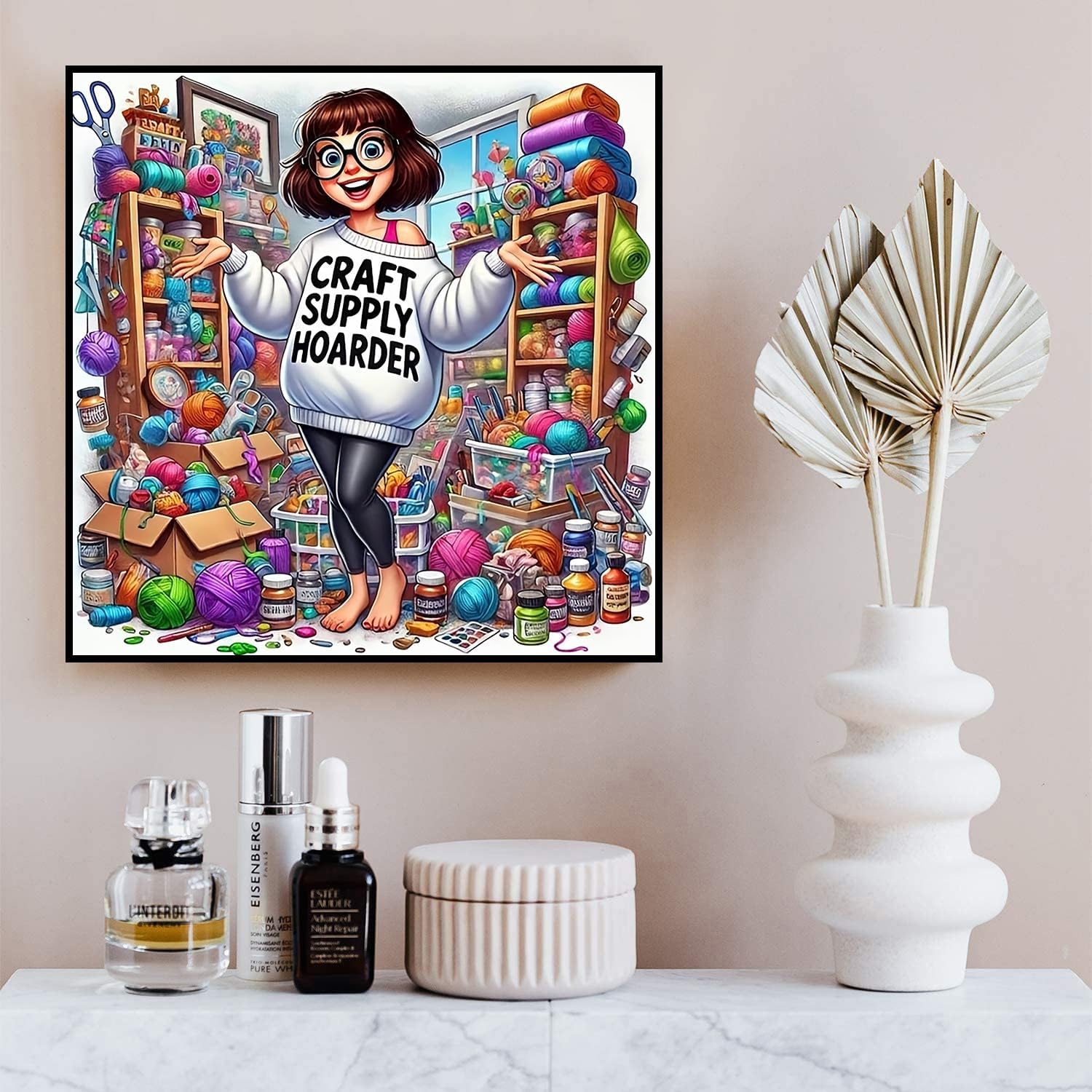 croshom Diamond Art Kits for Adults, Craft Supply Hoarder Diamond Painting Kits for Adults, Diamonds Art Kit for Adult, 5D DIY Full Round Drills Craft for Gifts, Home Wall Decor 13.8" x 13.8"