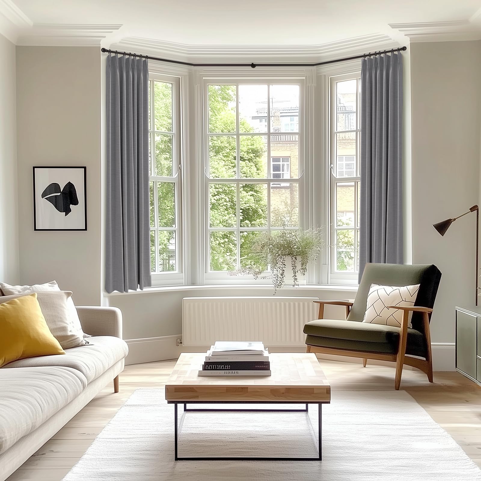 DEFYNEE Pinch Pleated Curtain, Blackout Curtains for Bedroom Linen-Look Thermal Insulated, with Back Tab & Hooks - Image 2