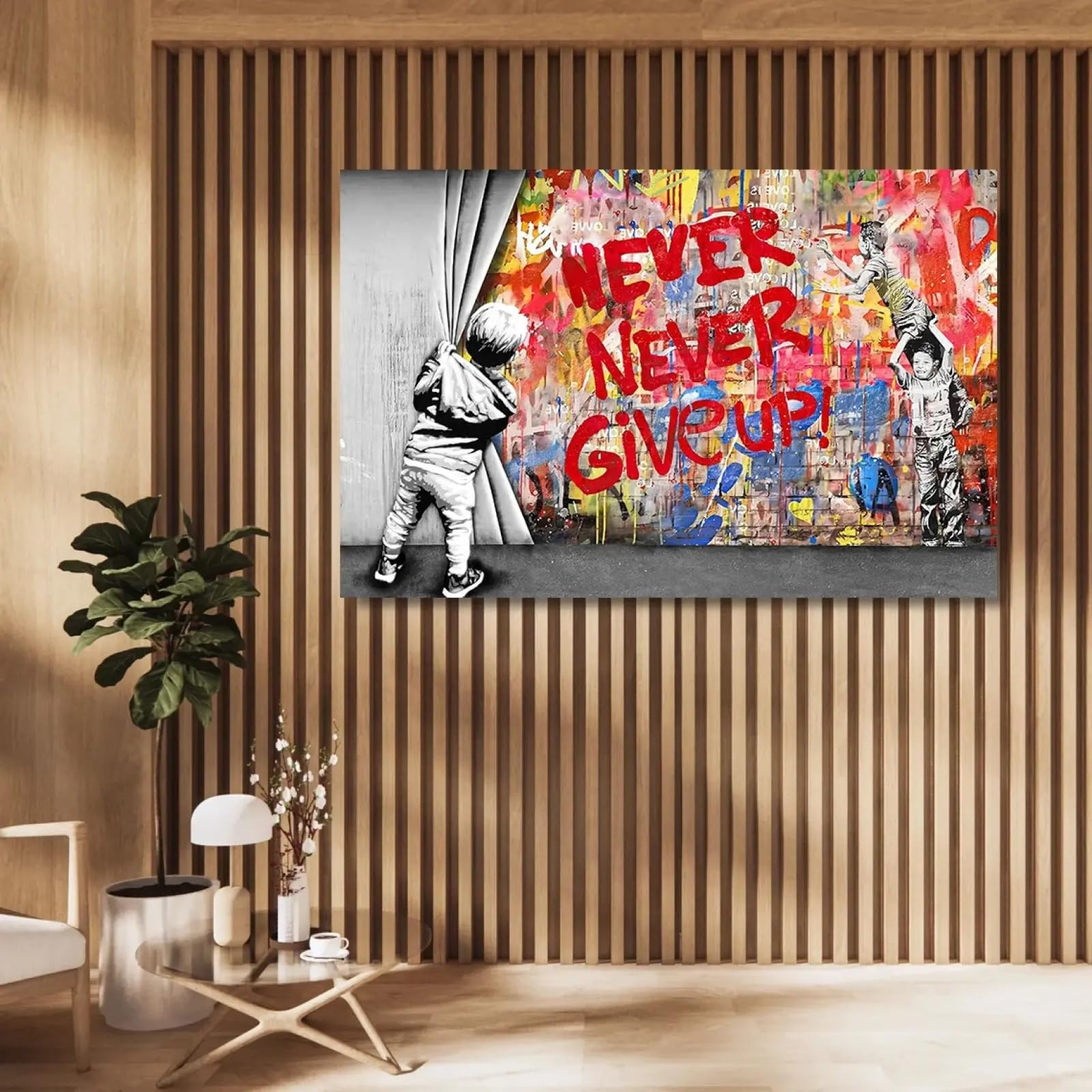 Affiche murale N'abandonnez jamais graffiti coloré 70x100 cm