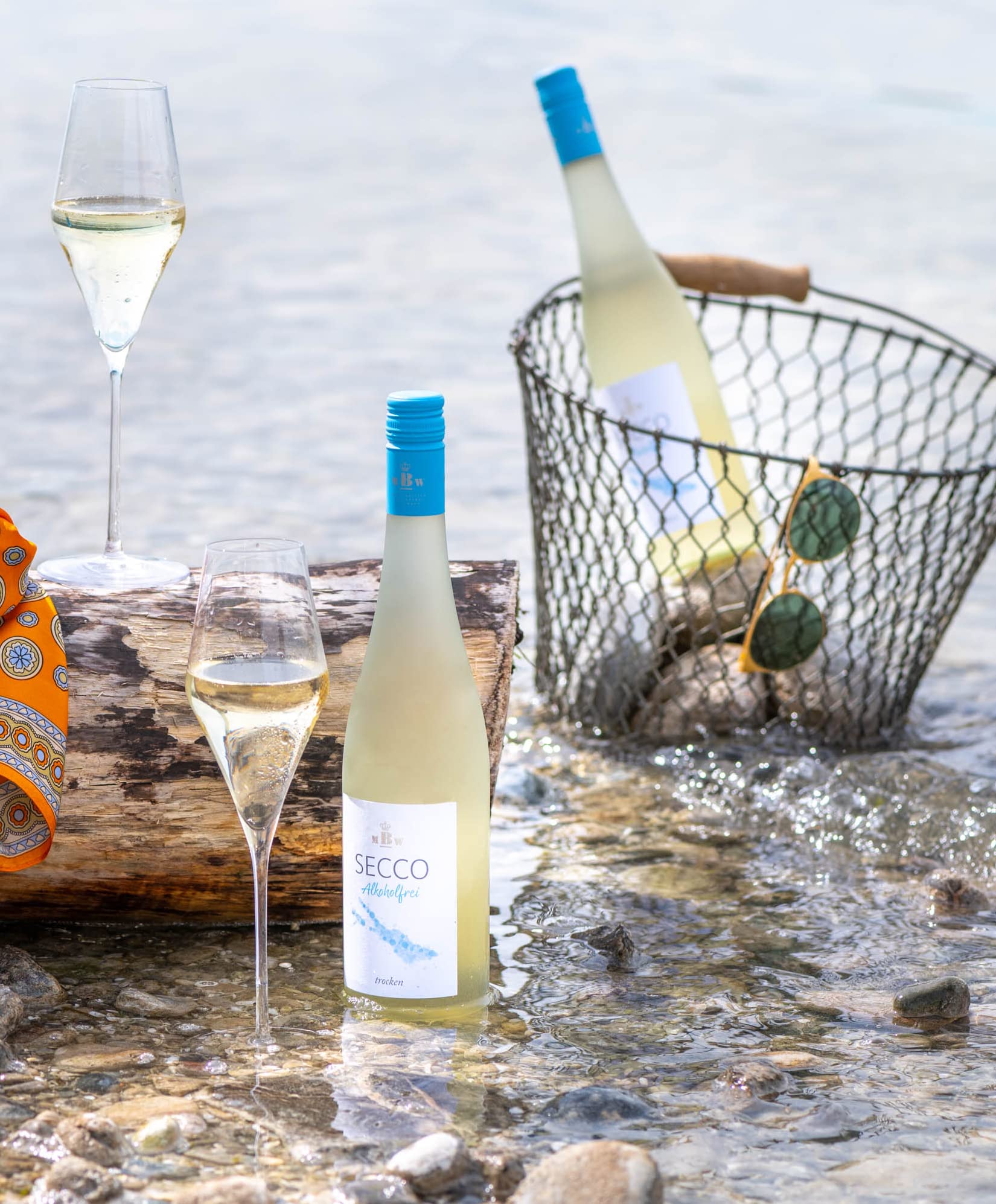 Bodensee Secco Alkoholfrei Trocken – Deutscher, alkoholfreier Perlwein vom Weingut Markgraf von Baden am Bodensee (1 x 0,75l) (Packung mit 6)