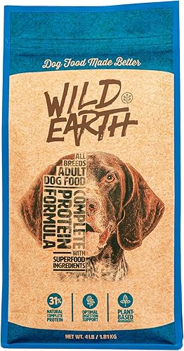 Wild Earth Dog Food for Allergies Vegan Dry Dog Food High Protein Plant Based Kibble Vegetarian Veterinarian-Developed for Complete Nutrition