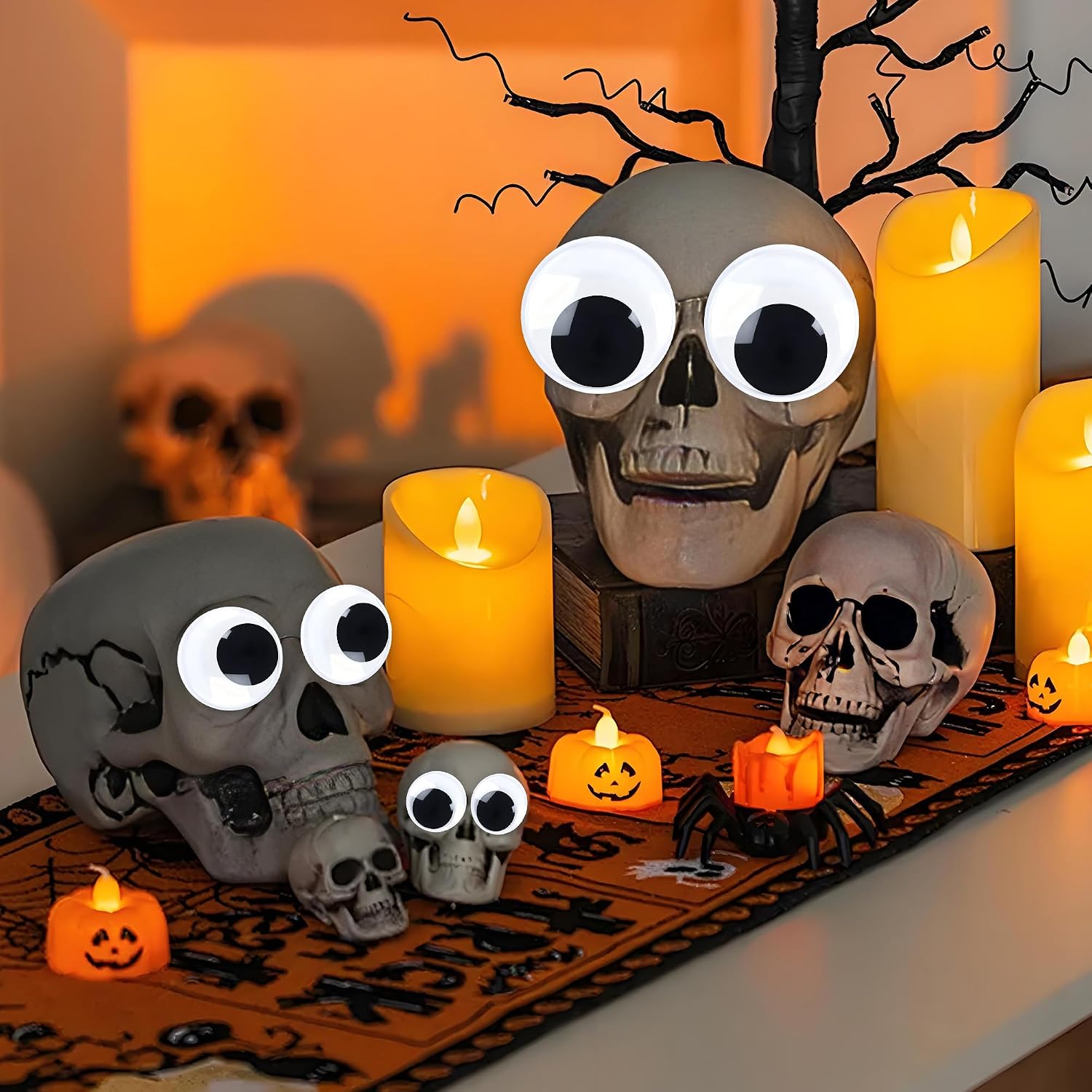 Googly Eyes Self Adhesive, Large Googly Eyes, Giant Wiggle Googly Eye for Crafts, Fake Plastic Black Big Sticky Eyes Eyeball Stickers for Halloween Pumpkin DIY Crafts Decoration (2” 3“ 4” Set of 6)