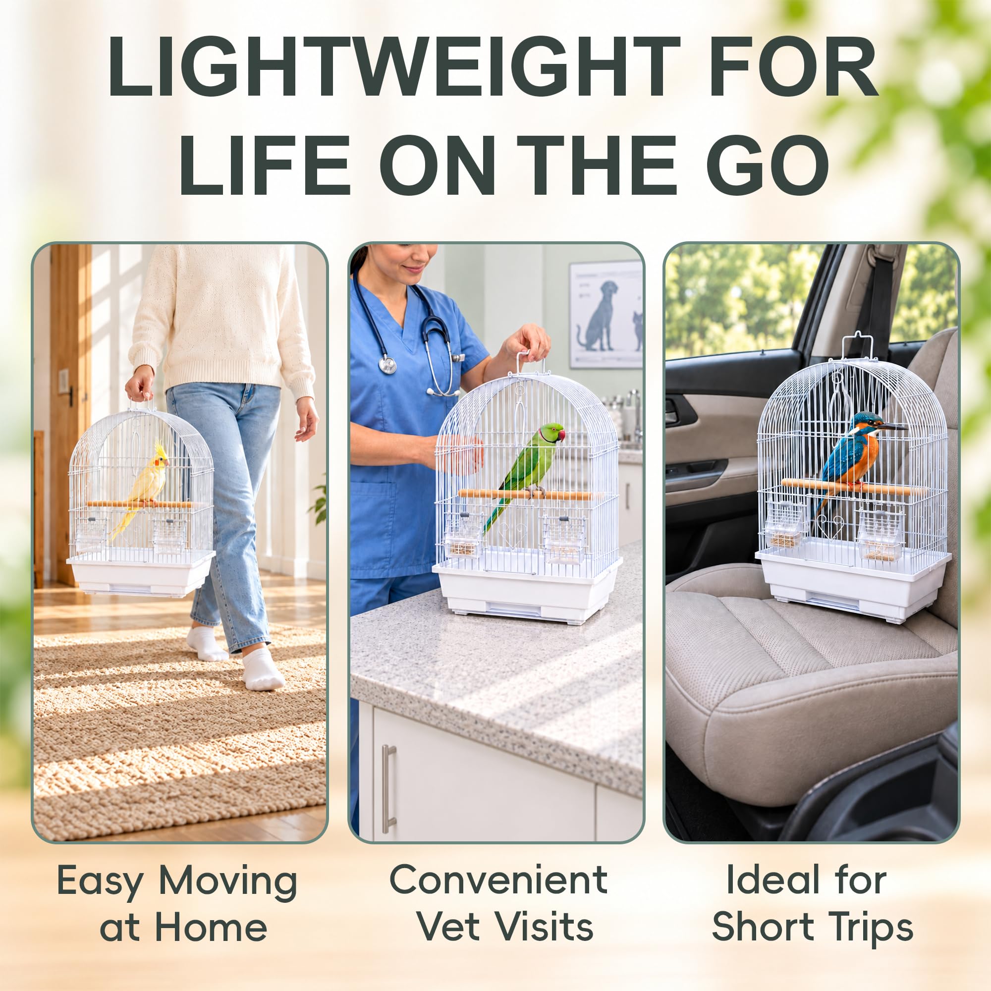 Small Travel Bird Cage - Lightweight & Easy Clean -4