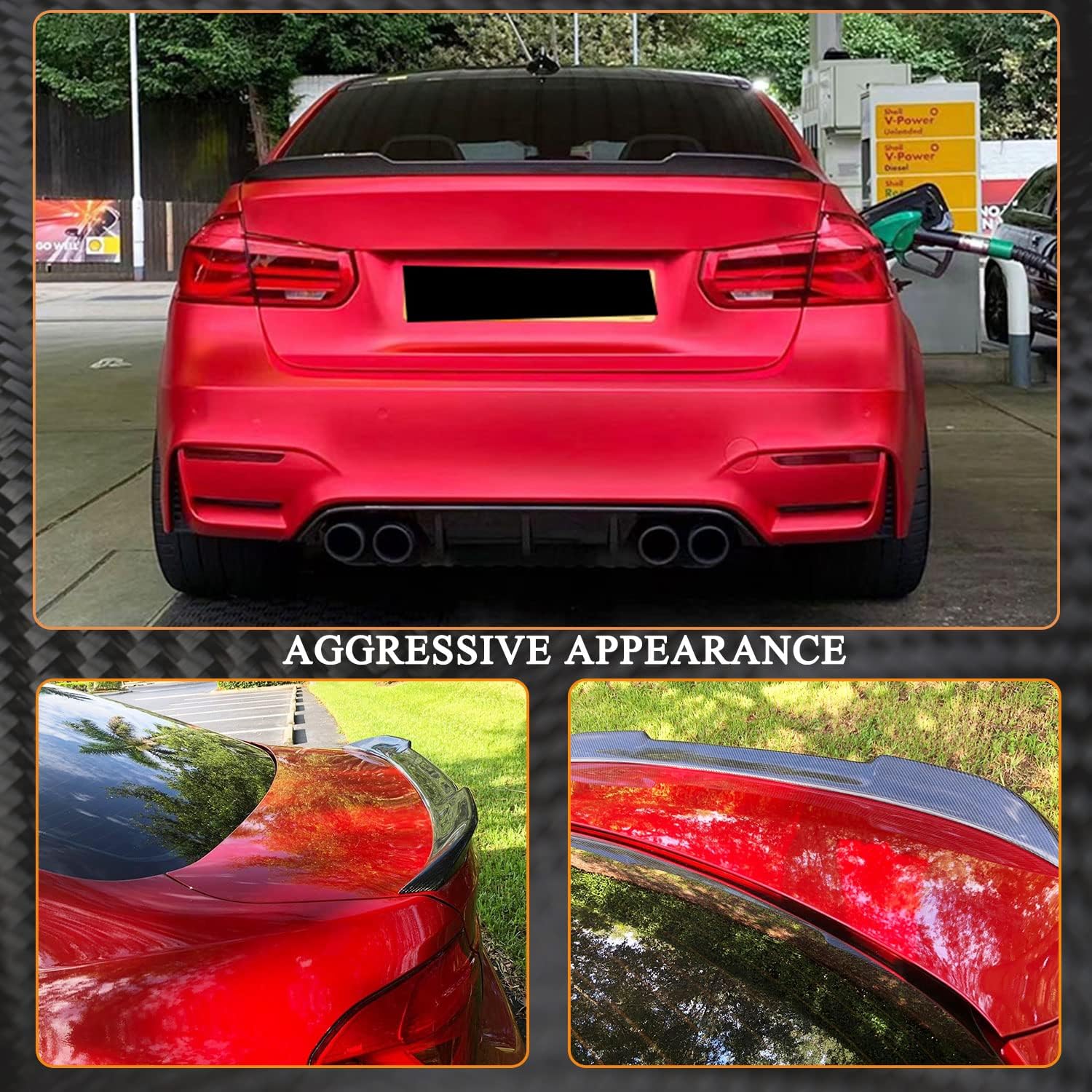 MCARCAR KIT Carbon Fiber Trunk Spoiler Compatible with 2012-2018 BMW F30 3 Series Sedan & 2014-2019 F80 M3 Sedan Rear Tail Lip Wing