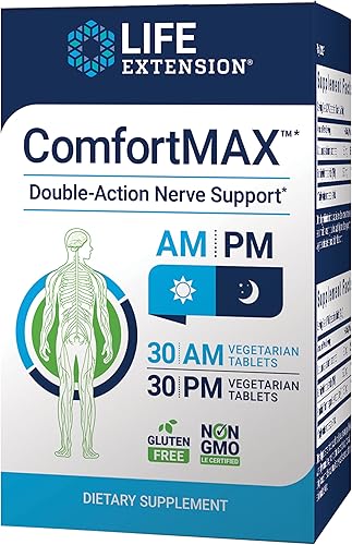 Life Extension Comfort MAX - Suplemento de honokiol y guisantes para el manejo de la inflamación, apoyo nervioso y alivio de molestias, sin gluten,