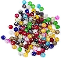 Vista 2 de RUBYCA Surtido mezclado redondo Druk Crackle Checo Cuentas de cristal para la fabricación de joyas (0.236 in, 200 unidades)