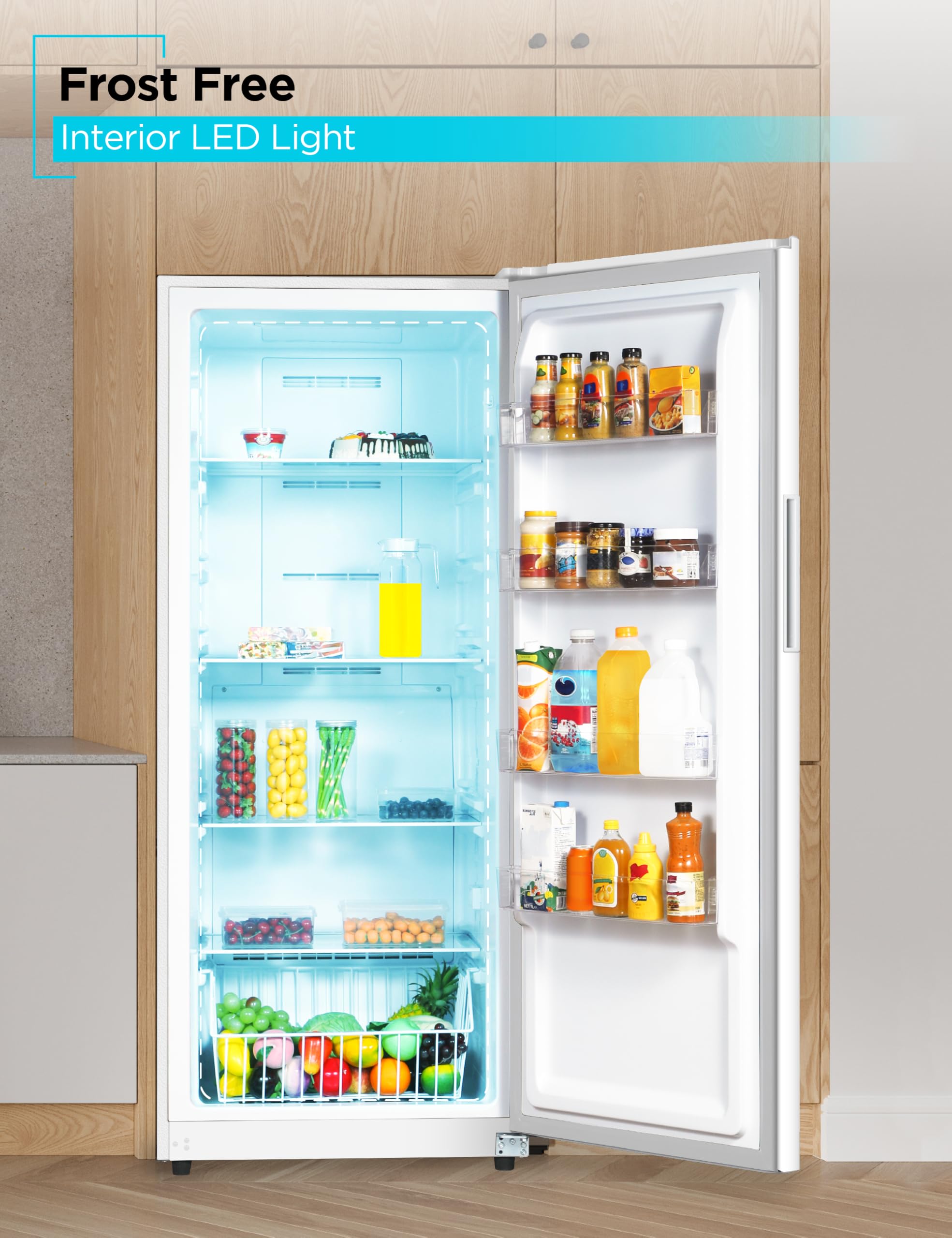 Black+Decker 14 Cu. Ft. Convertible Freezer Refrigerator, Upright Freezer With Glass Shelves, Energy Star Rated, Frost Free, Buc1400xw, White on Fridge.com - View 4