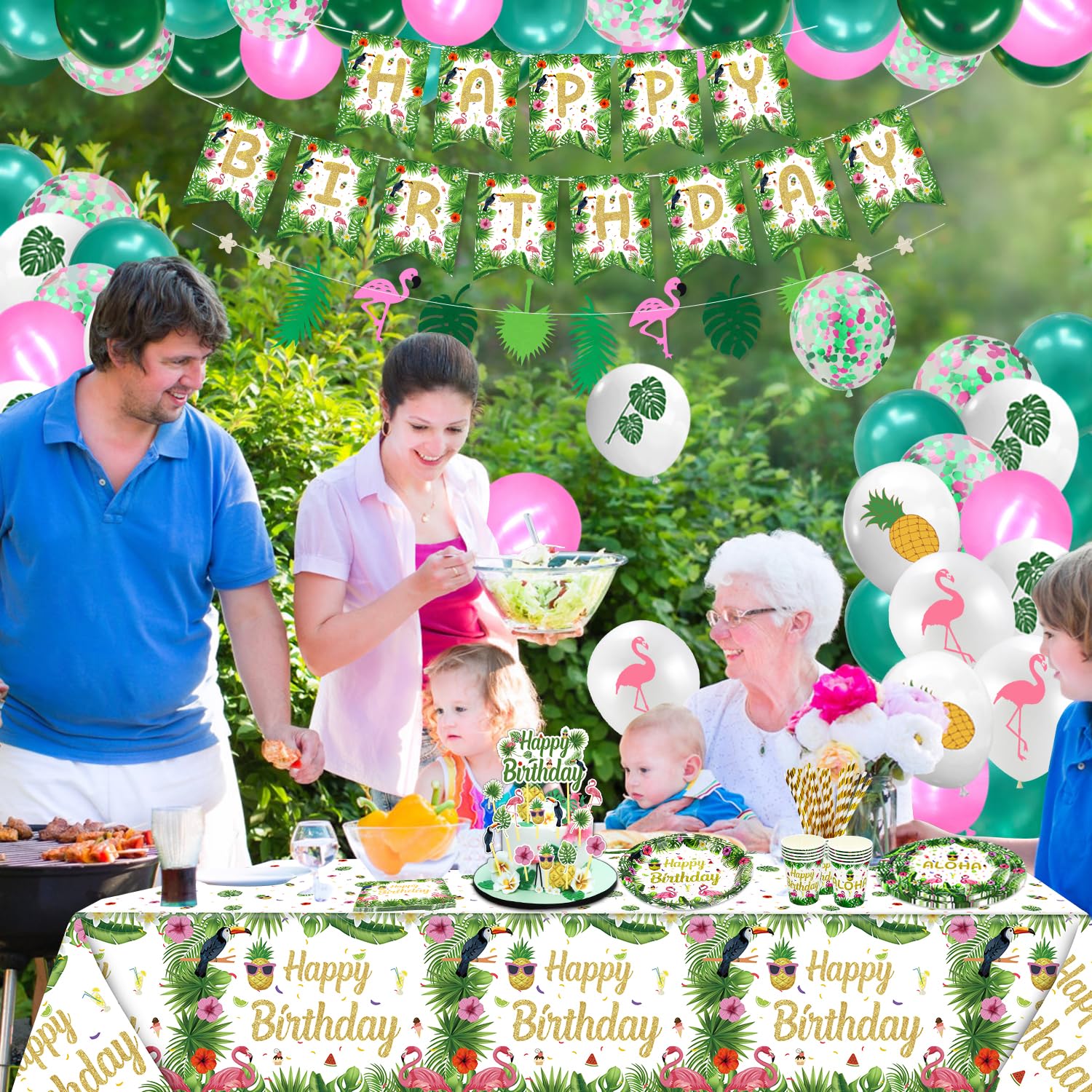 Lets Joy Hawaiiaanse Feestdecoratie – 3 Aloha Banners + 8 Meter Touw – Tropische Decoratie Voor Luau, Zomerfeest, Strandfeest En Hawaii Party