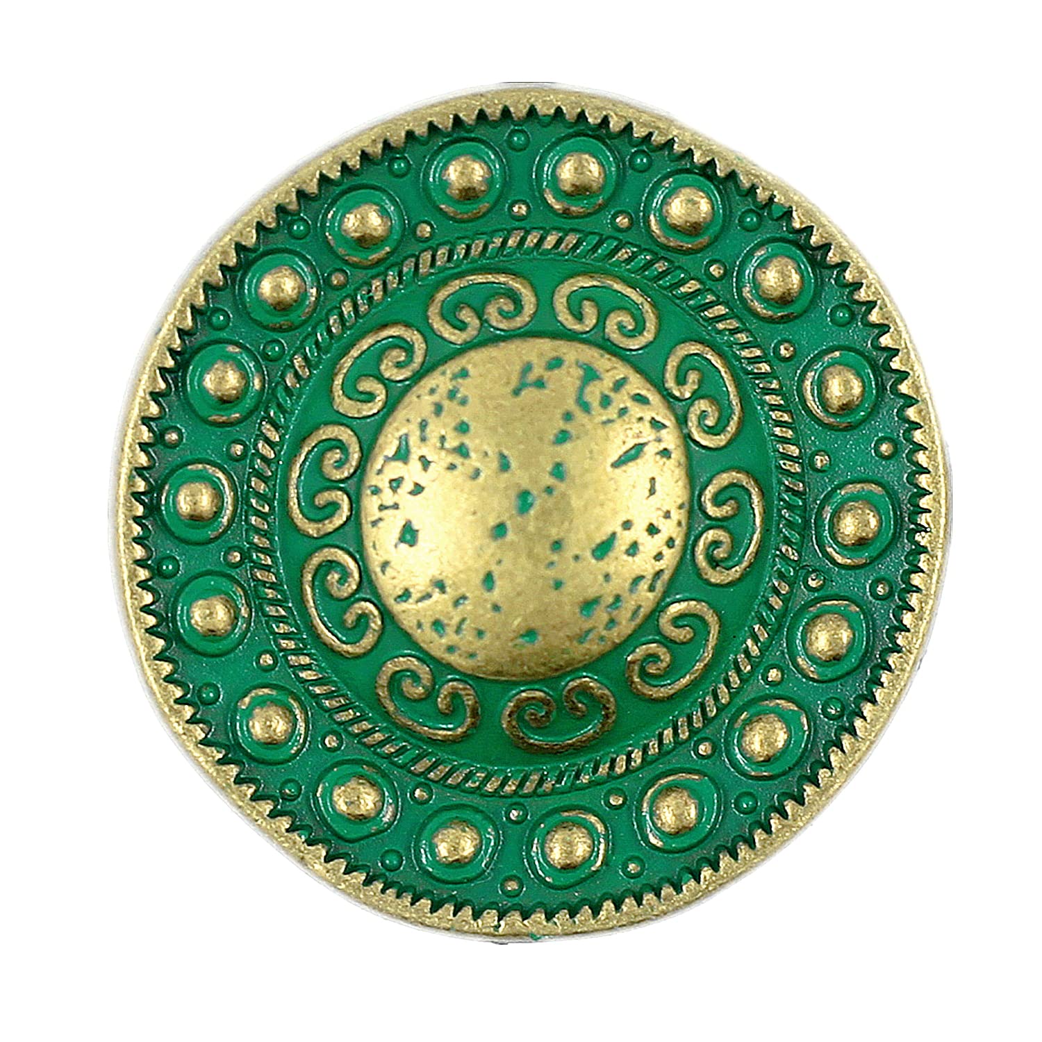 Craftisum Deep Green Resin Sewing Buttons - 30 Pcs, 10mm (13/32"), Brass Metal Base With Shank - View #3
