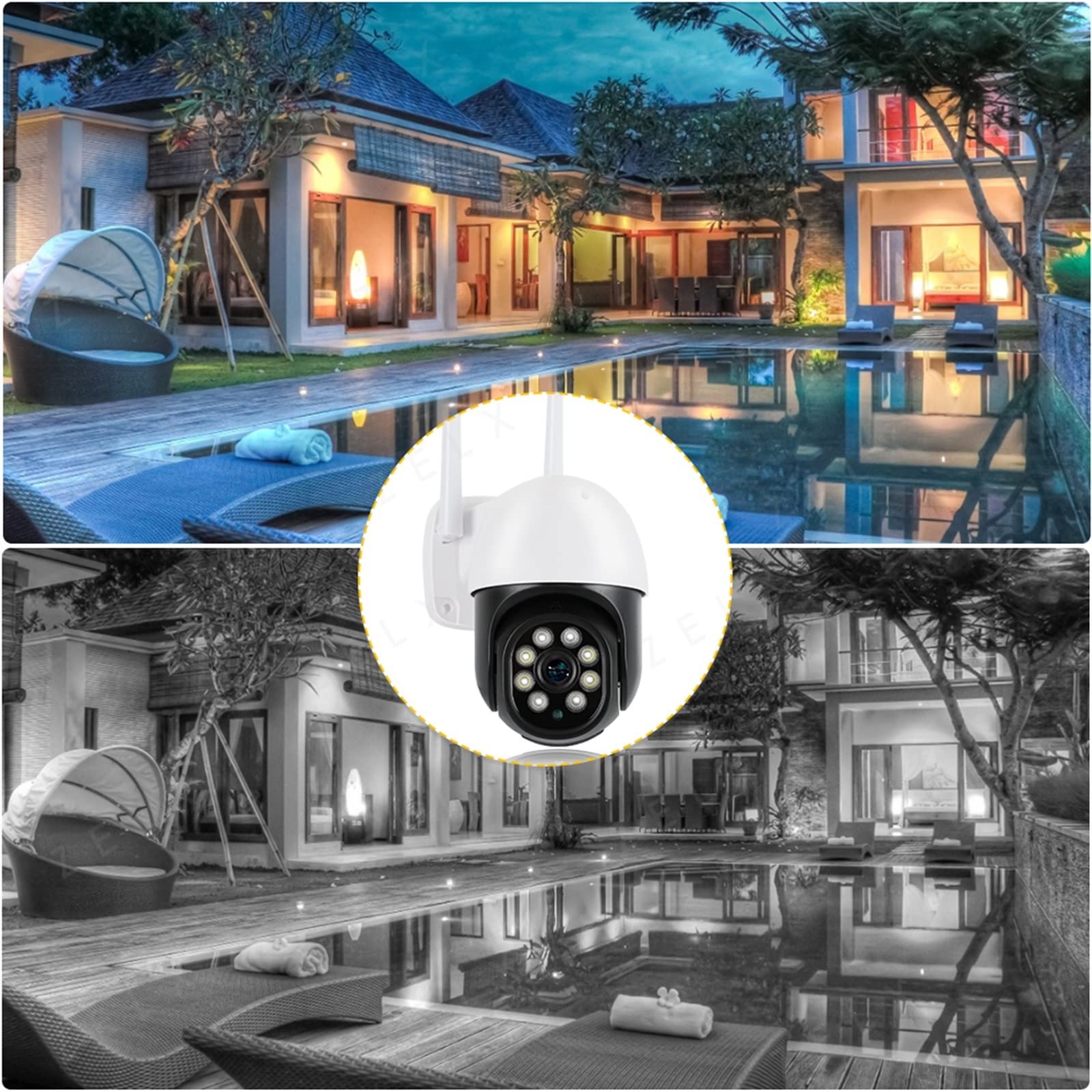 Kamera bezpieczeństwa, Kamera IP 5MP PTZ 4-krotny zoom cyfrowy AI Wykrywanie ludzi Bezprzewodowy nadzór Bezpieczeństwo CCTV Kolor Noktowizor(IP Camera Add 32G)