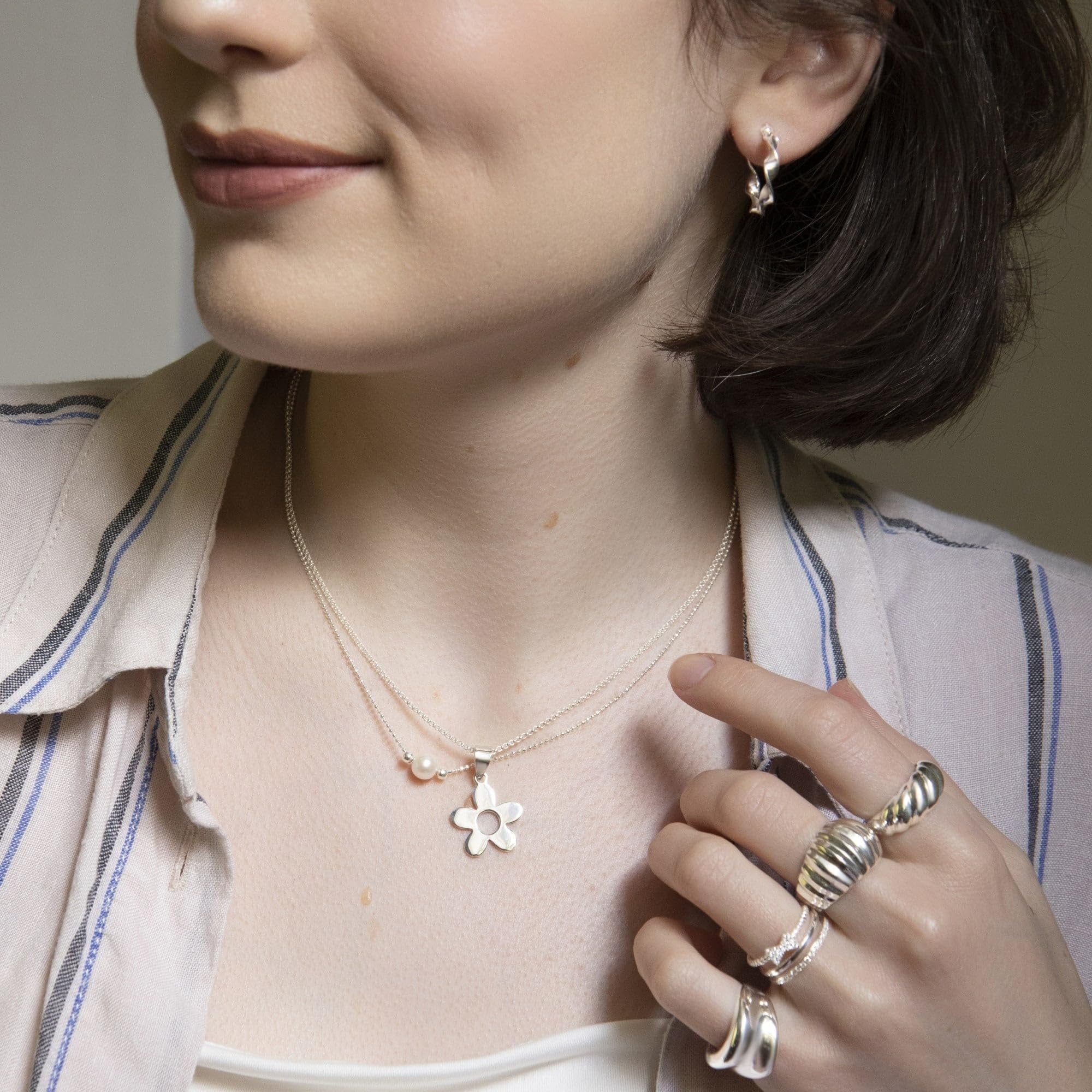 Silverly Sterlingsilberner, Klobiger Croissant-kuppelring | 925 Silber Klassische Ringe für Damen | Elegantes Rippenband-design | Elegante, Strukturierte Statement-ringe | Trendiger Damenschmuck