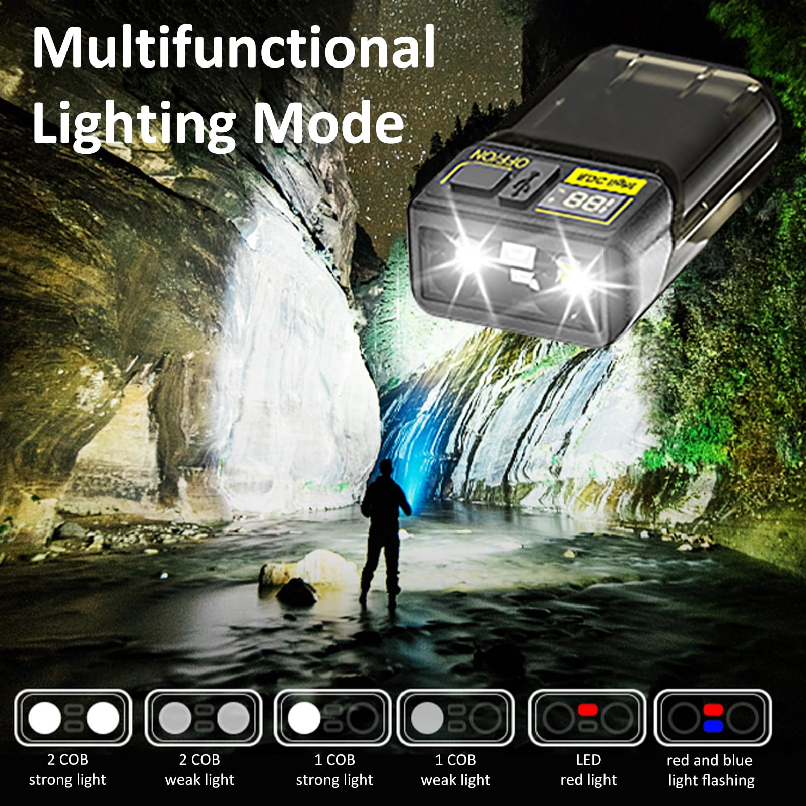 Petite lampe de poche rechargeable à clipser – Lampe de poche à clipser avec base magnétique, charge USB-C d'urgence, activités de plein air, camping, promenade du chien (noir)