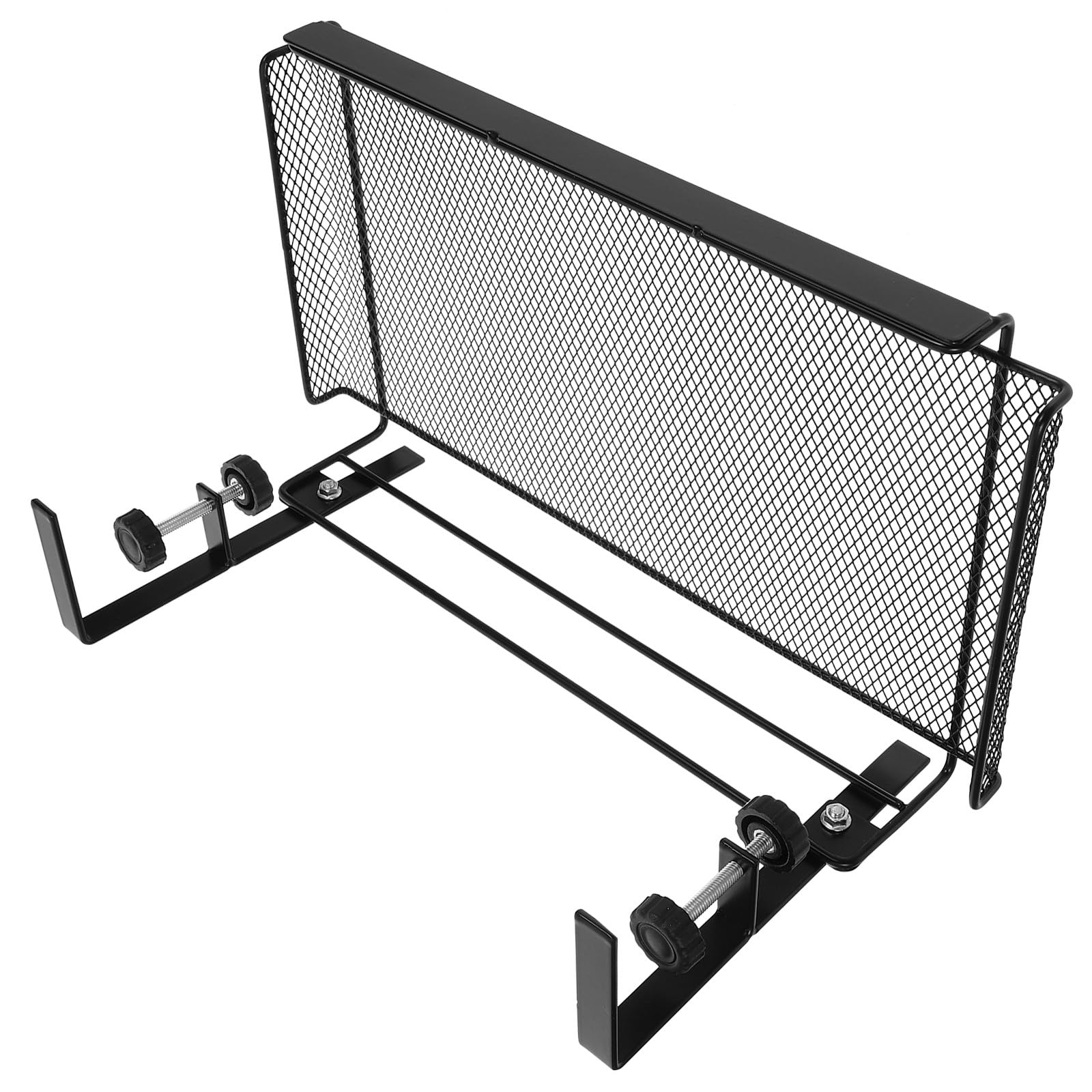 Cabilock Organizador Ajustable bajo Escritorio Cesta Metálica para Oficina Almacenamiento Archivos Revistas Papelería Soporte Multiuso sin Perforación Negro Grande