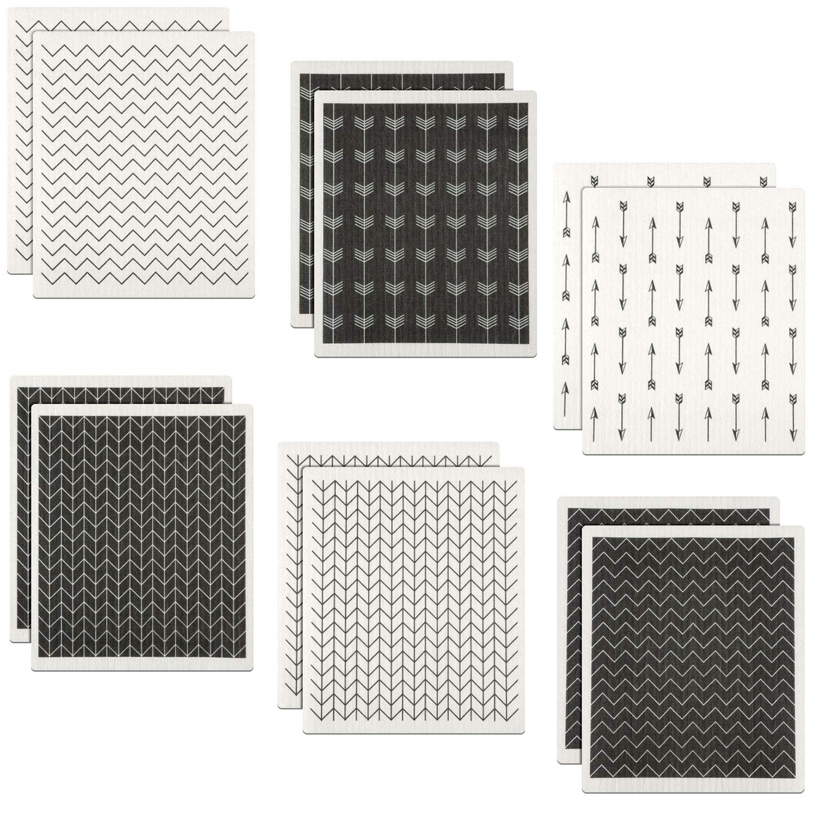 Boao 12 Pack Swedish Kitchen Dishcloths Absorbent Cellulose Sponge Cloth Reusable Cleaning Cloths No Odor Dish Towels for