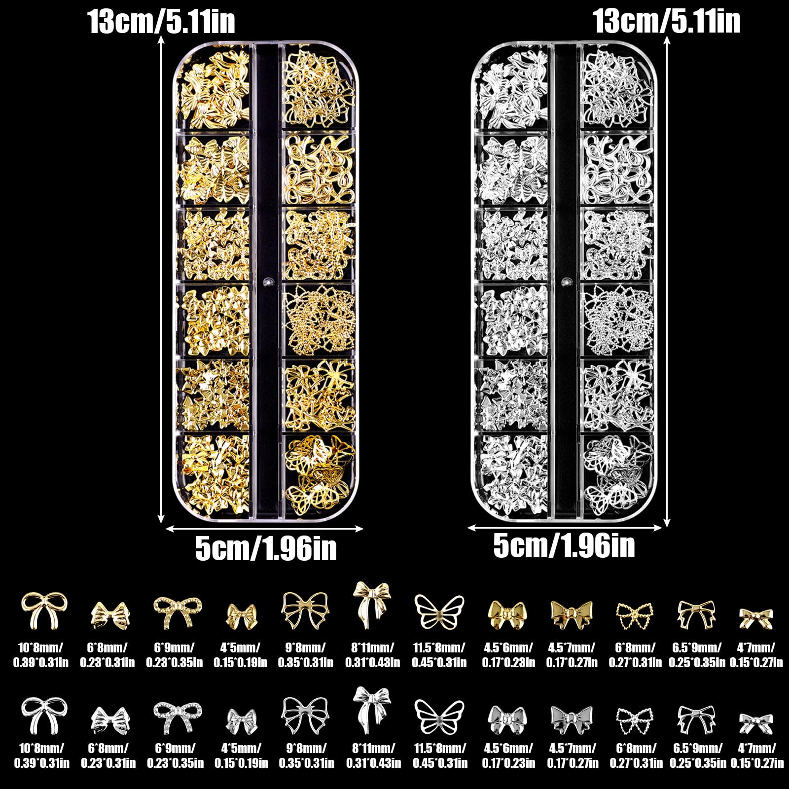 3D Bow Charms, 2 Boxes 24 Grids Butterfly Gems - Image 2