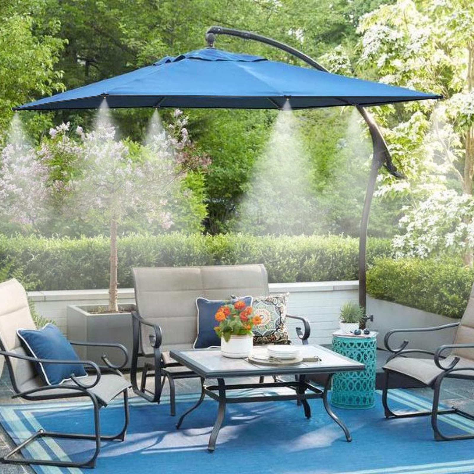 Brumisateur Terrasse Exterieur Kit d’Irrigation Système de Brumisateur Extérieur Terrasse 18M Système de Refroidissement par Brumisation Extérieur pour Jardin, Serre, Piscine, Parasols et Pergola(18M)