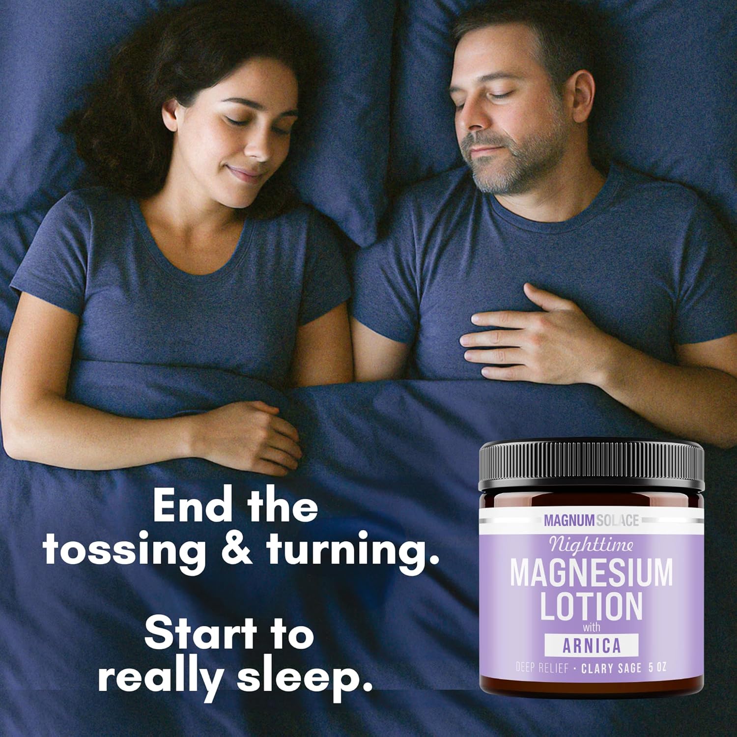 Magnum Solace Nighttime Magnesium Lotion with Arnica – Soothing Relief & Relaxation, Highly Concentrated Magnesium for Muscles & Joints – Apply to Legs or Feet Before Bed – Skin-Friendly
