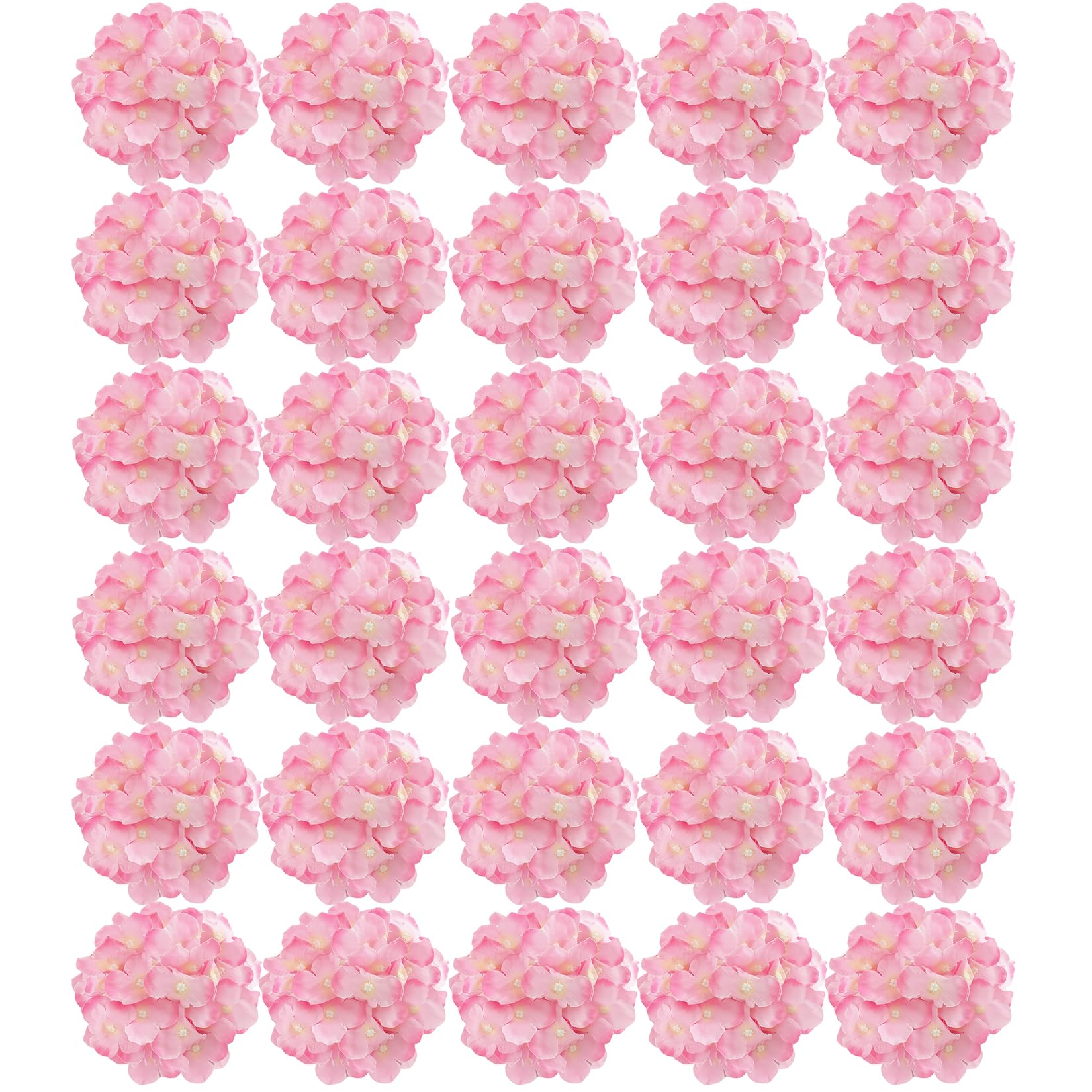 FagusHome 30 Pcs Silk Hydrangea Heads Artificial Flowers Only Heads No Stems Fake Hydrangea Flowers for Home Wedding Decor No Stems (Dark Pink)