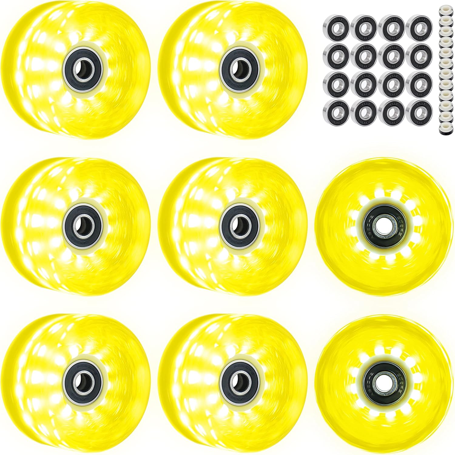 Roller Skate Wheels with ABEC-9 Bearings Installed 65mm X 35mm 82A 8 PCS Outdoor or Indoor for Double Row Skating