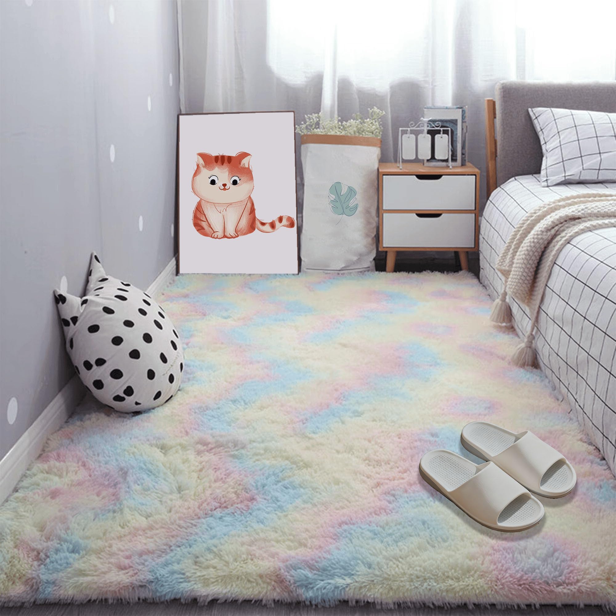 Tapis moelleux 130 x 350 cm au toucher douillet et finition uni brillant