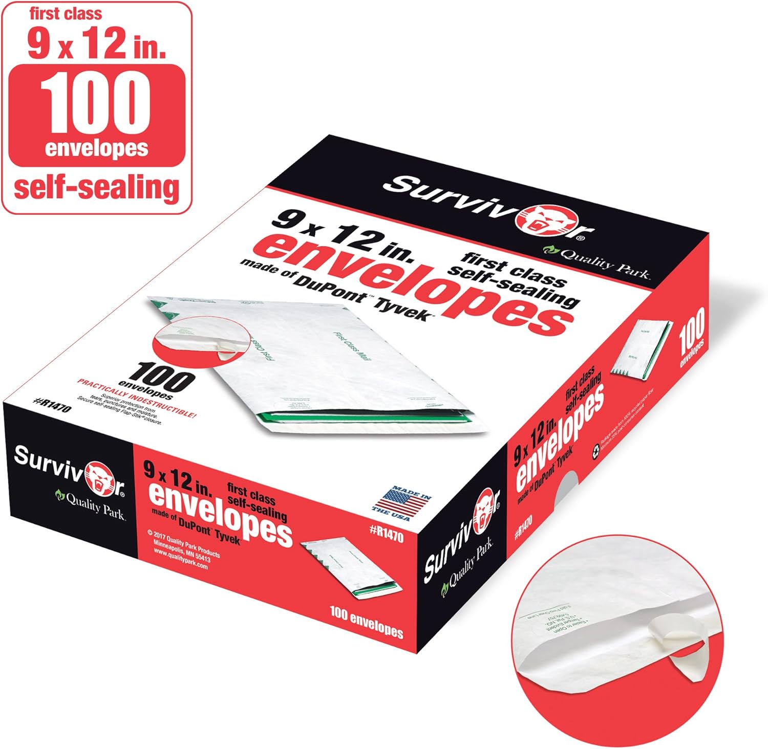 Survivor R1470 Tyvek USPS First Class Mailer Box of 100 and R4510 Tyvek Expansion Mailer Case of 100