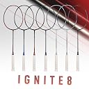 Li-Ning Ignite 8 Japanese Carbon Graphite Unstrung Badminton Racket with Full Cover (Cool Gray/Bull Red, 77 Grams) gallery image