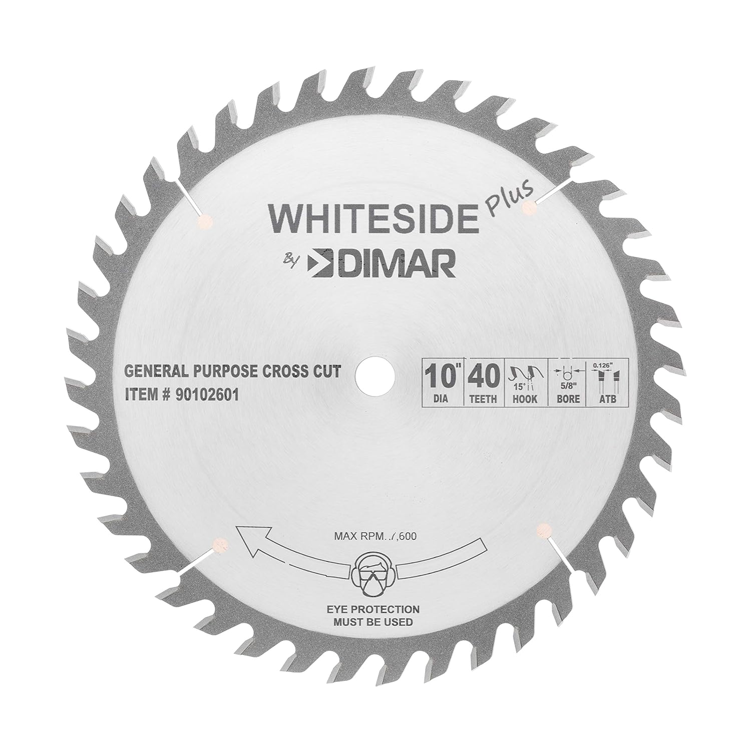 Whiteside Cross Cut Blade 10" 40 Teeth 5/8" Arbor ATB Grind 157357297225