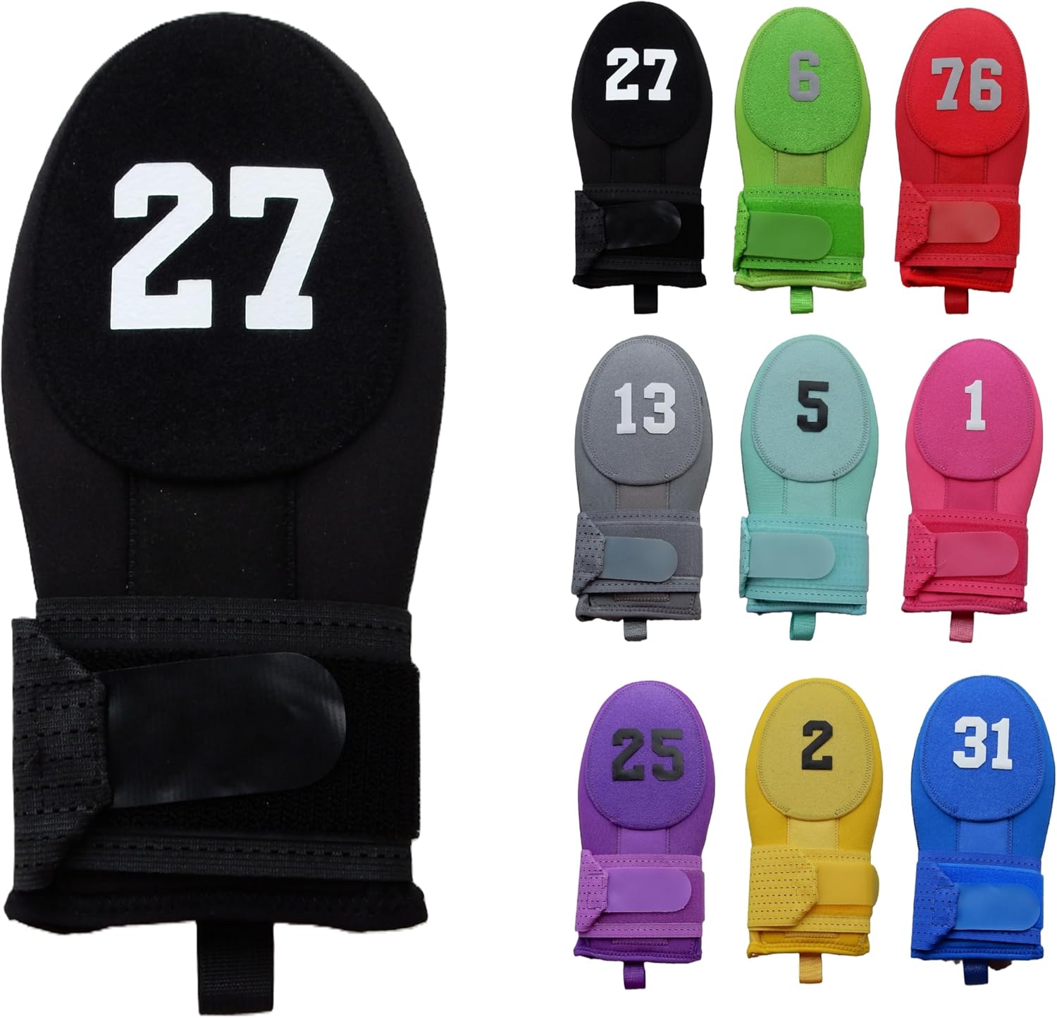 Sliding Mitt with Custom Number Baseball Softball. Baserunner Protection Glove, 9 Color Choices and 2 Sizes
