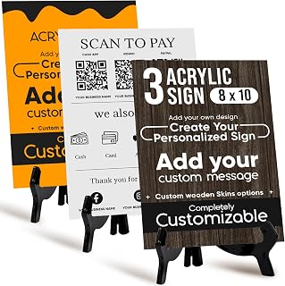 Acrylic Custom Sign – Personalized Plaque with Text, Logo, & Design – Customized Print & Display Stands for Business, Wedding, Trade Shows & Vendor Events (Clear, 8"X10")