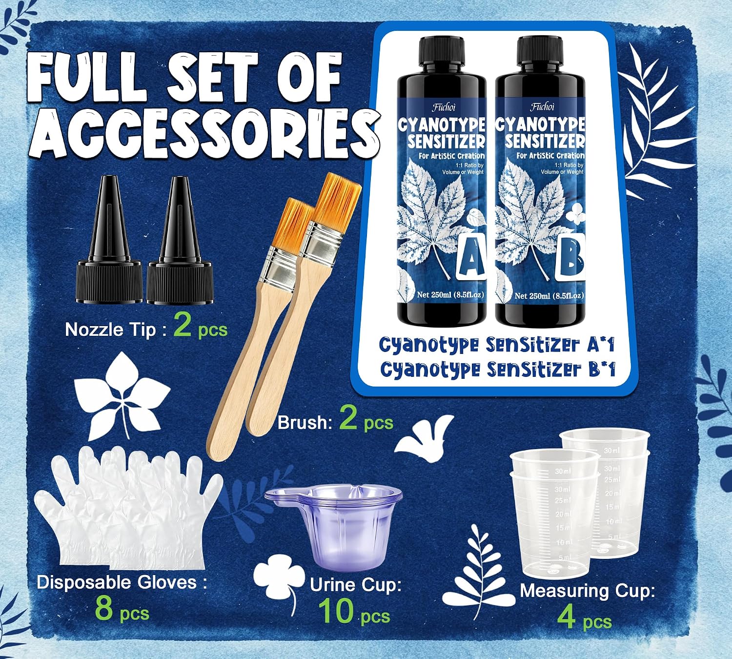 Cyanotype Sensitizer Kit 17oz Cyanotype Solution for Sun Printing on paper