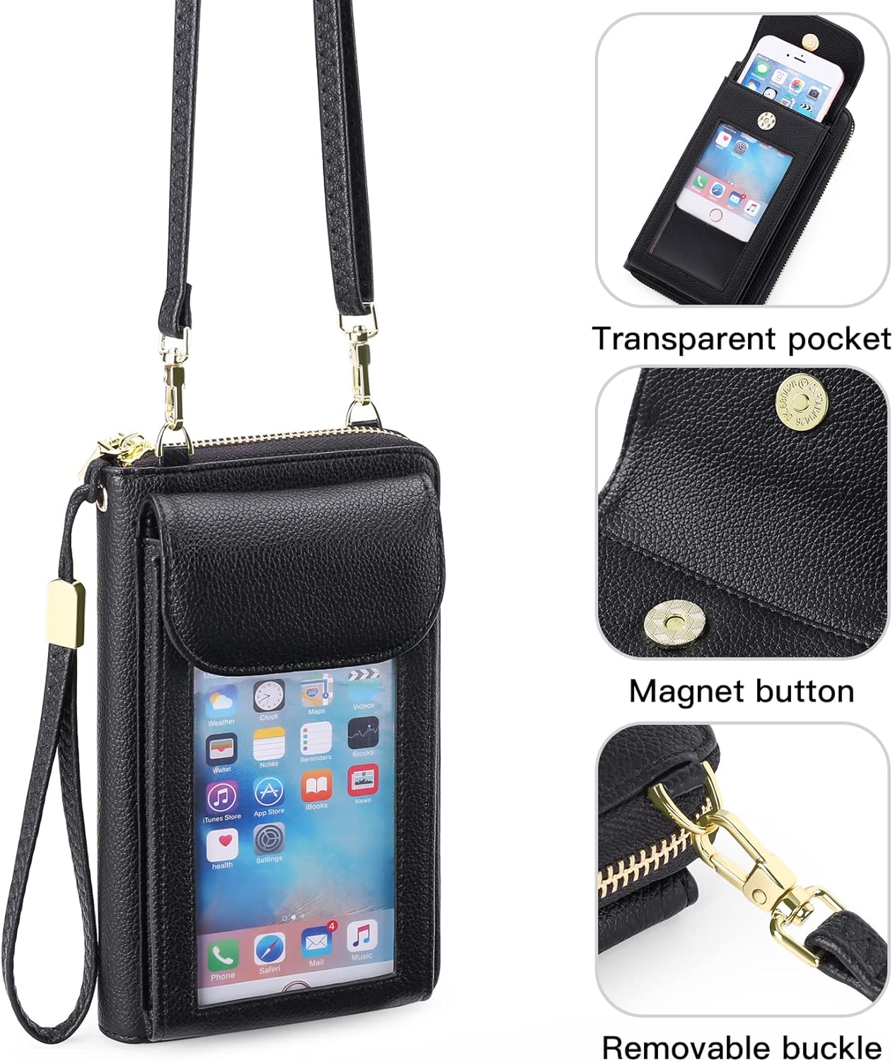 FALAN MULE Small Cell Phone Crossbody Bag Purse for Women, PU Leather Wallet Purse… - Image 6