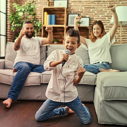 Miniatura 6 de Adamantite Micrófono dinámico de karaoke para cantar, micrófono de mano con cable de metal, cable de 13 pies e interruptor magnético, perfecto para