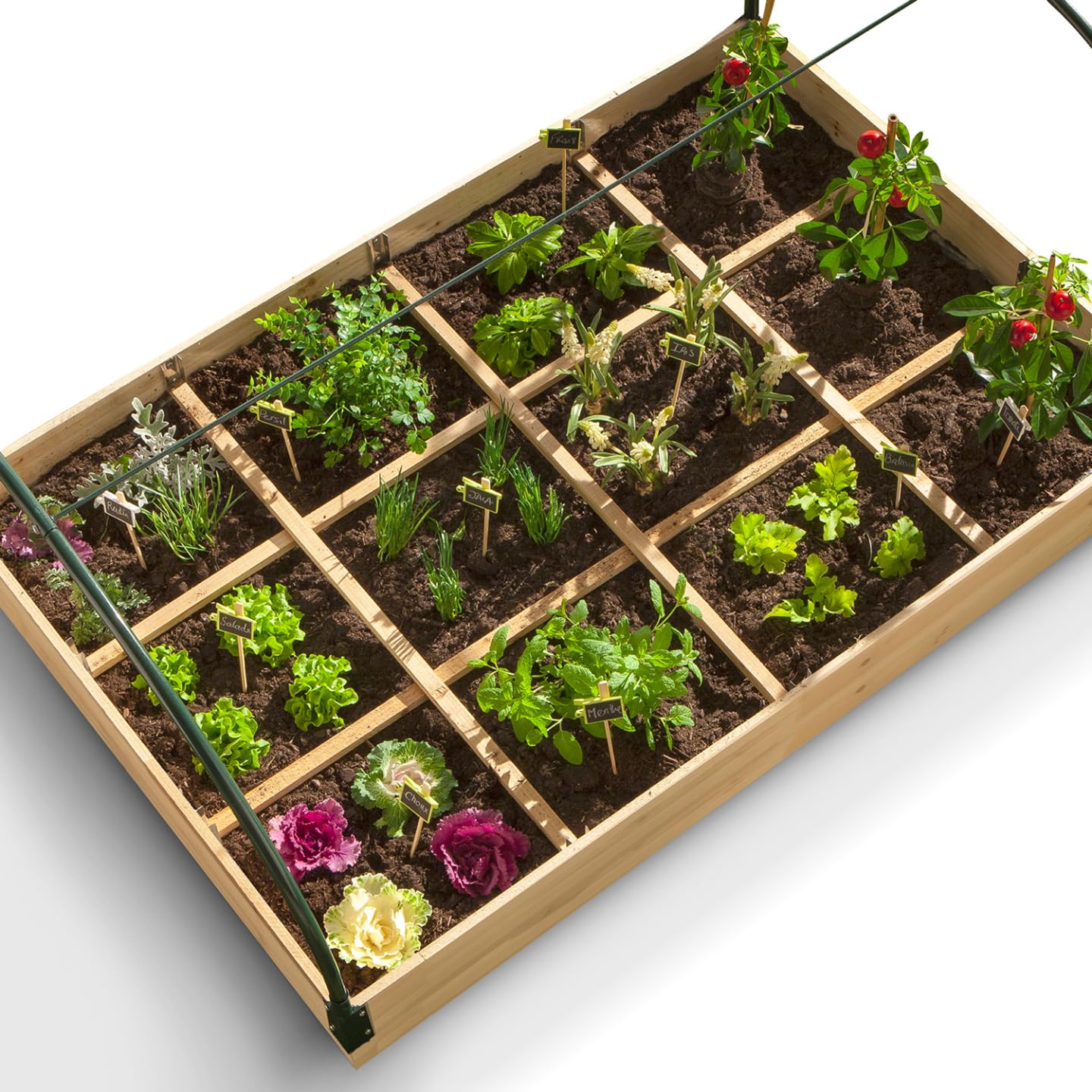 IDMarket - Carré Potager 12 Compartiments + Housse Serre châssis
