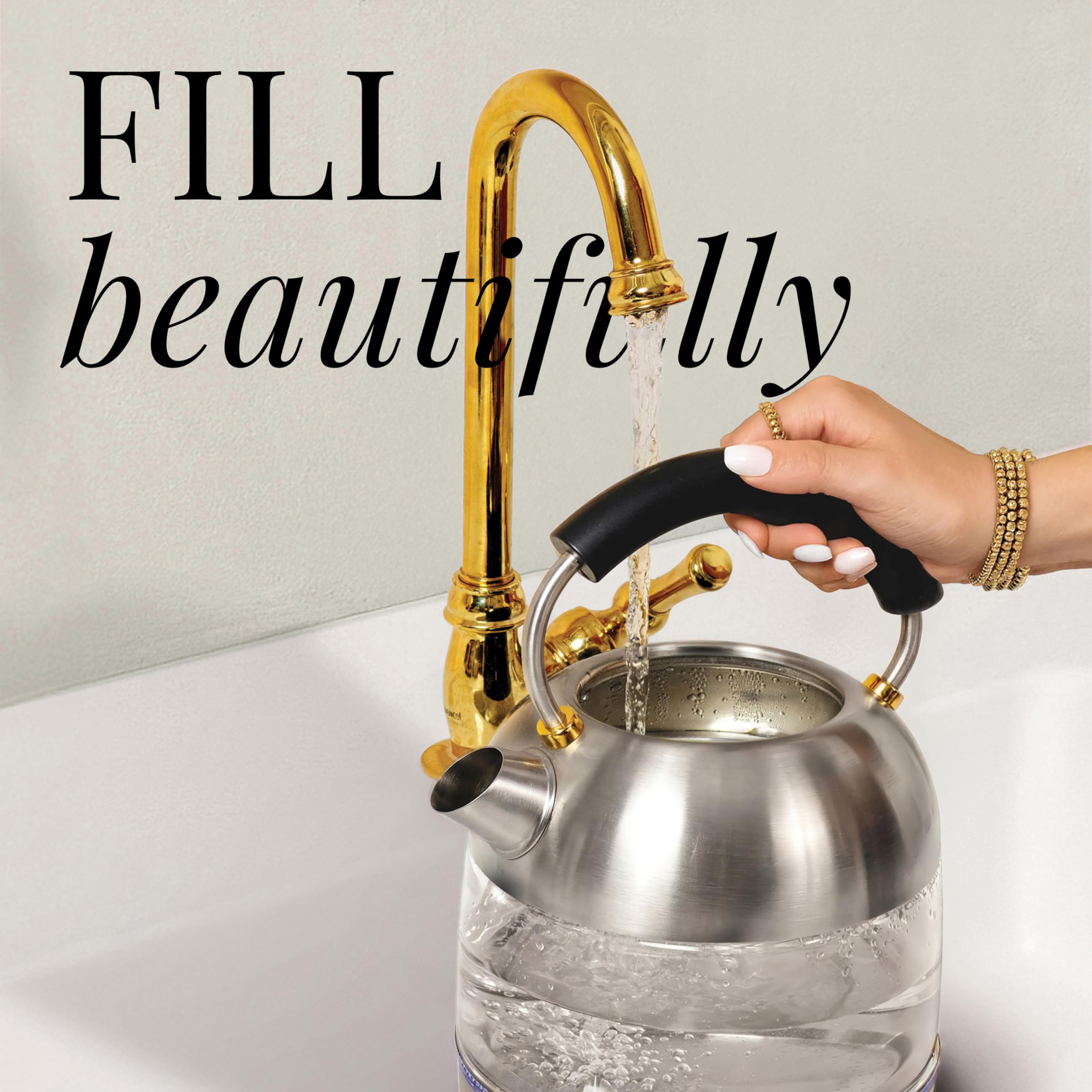 Styled Settings Stainless Steel Electric Kettle with Temperature Control | BPA and Plastic Free Electric Kettle with Keep Warm Function, Borosilicate Glass -1500W Hot Water Boiler with Digital Display