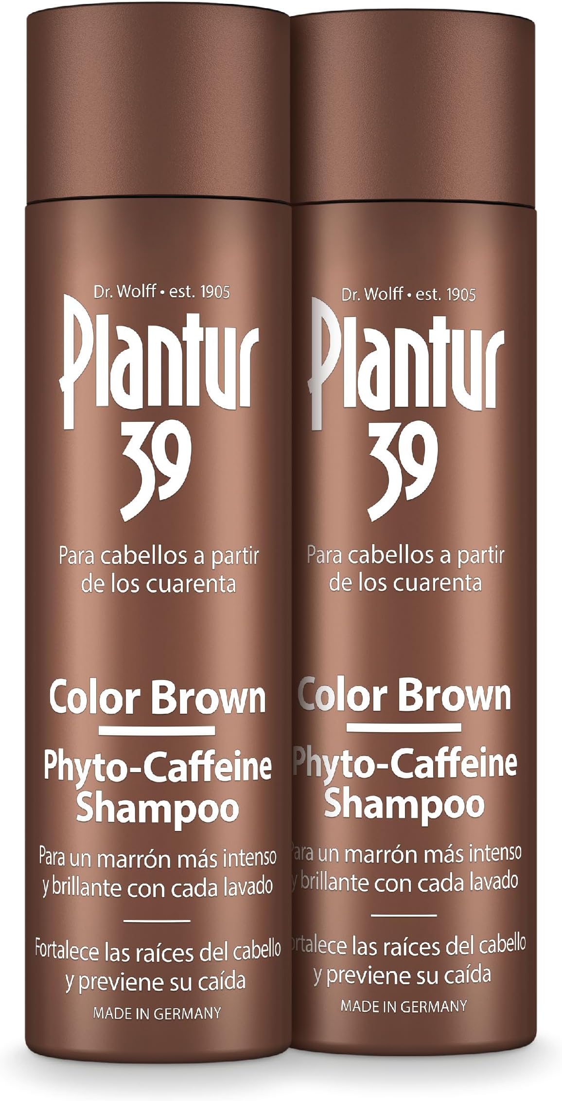 Plantur 39 Color Braun Phyto-Caffeine Shampoo - 2 x 250ml - For Brown Hair - Conceals Grey Hair - Nourishing Shampoo to Prevent Menopausal Hair Loss