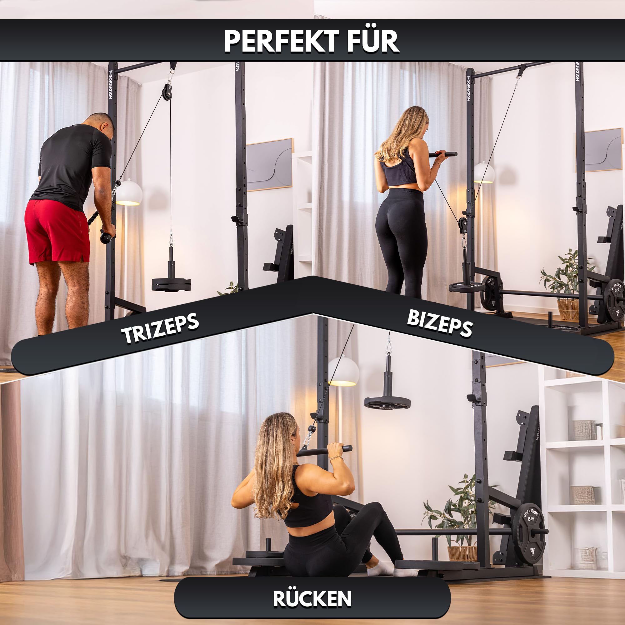 GORNATION Gewicht Seilzug für Home Gym, Kabelzug, Trainingsgerät für Pull Down, Rücken, Bizeps Curl, Trizeps, Krafttraining Equipment für Home Gym Workout