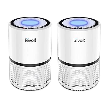 LEVOIT Lv-H132 For Home With True Hepa Filter Odor Allergies Eliminator For Smokers Dust Mold Pets Air Cleaner With Night Light Us-120V 2 Pack 2-Year Warranty Air Purifier White