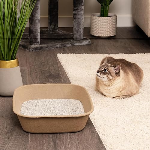 Miniatura 7 de Kitty Sift Caja de arena desechable para gatos, grande, 6 unidades, duradera y portátil para viajes y hogar, caja de arena desechable ecológica que