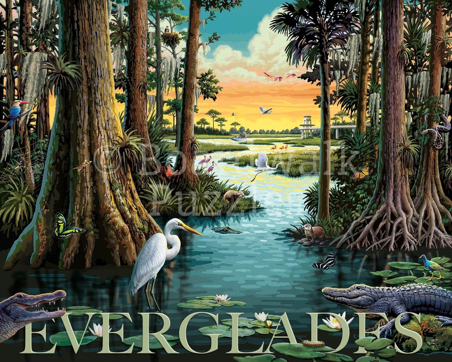 Boardwalk Puzzles Everglades National Park, 500 Piece Jigsaw Puzzle for Adults, Made in USA
