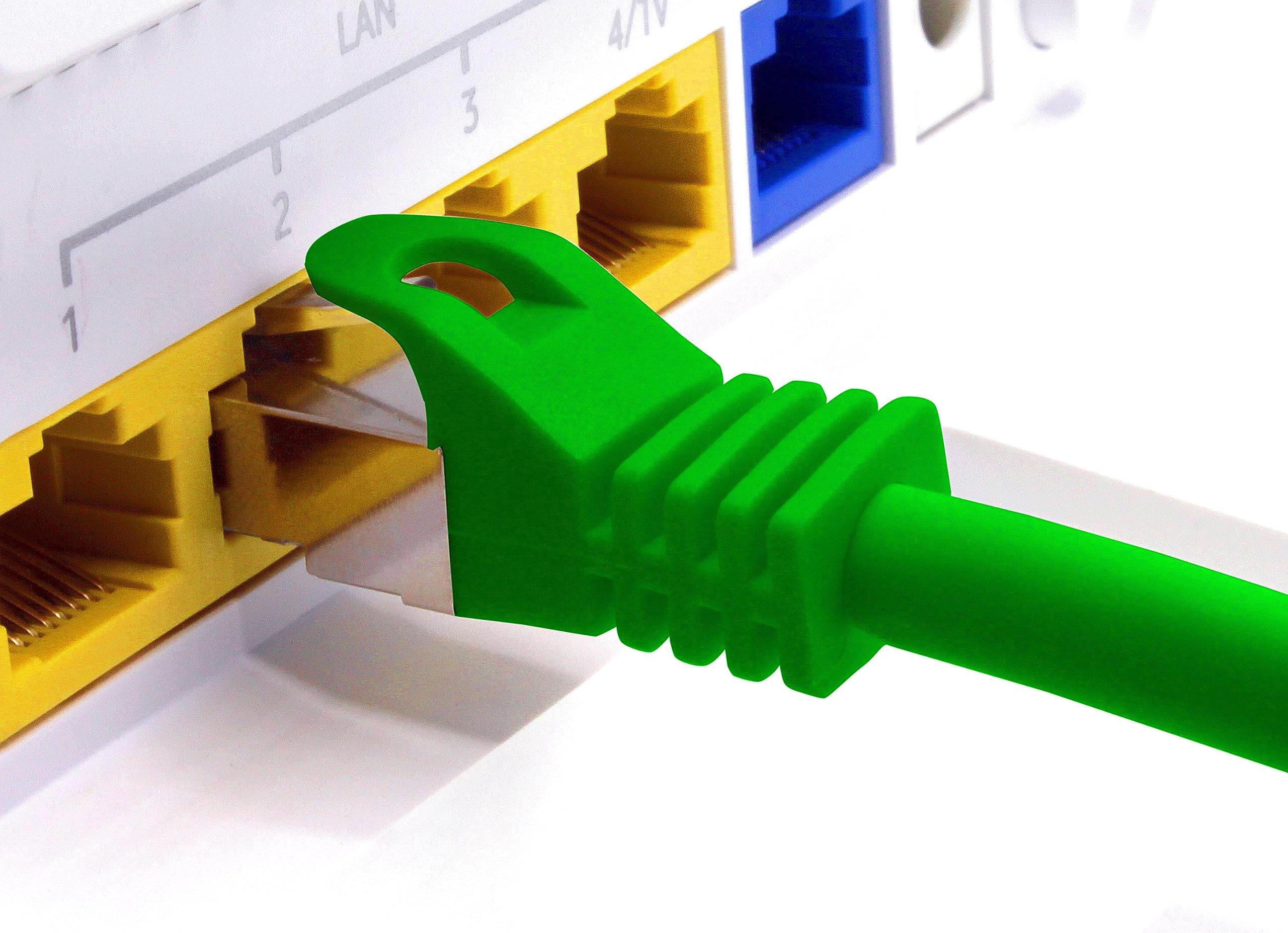 Kabel LAN 0,25 m Cat7 zielony 1 x kabel sieciowy Ethernet RJ45 10 Gbit/s SFTP kabel krosowy do routera modemu przełącznika PC, laptopa, konsoli gamingowej