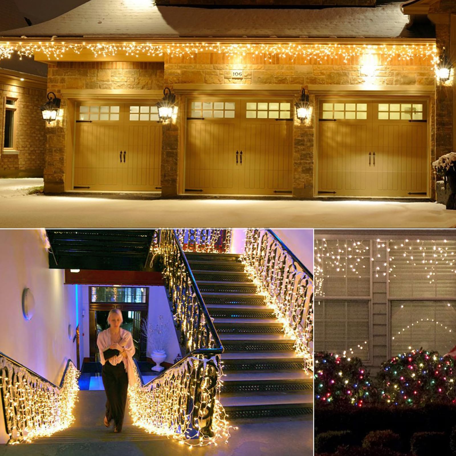 ODEETRONIC Luci Natale Esterno Cascata, 600 LED 15M Tenda Luminosa Esterna Luci Stringa Natalizie Impermeabile 8 Modalità Catena Luminosa Decorazione per Interno Giardino Feste Finestra, Bianco Caldo