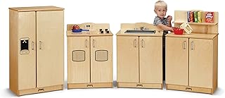 Jonti-Craft 2411JC Culinary Creations Play Kitchen, 35 x 80 x 15 inches, Natural Wood, 4 Piece Set