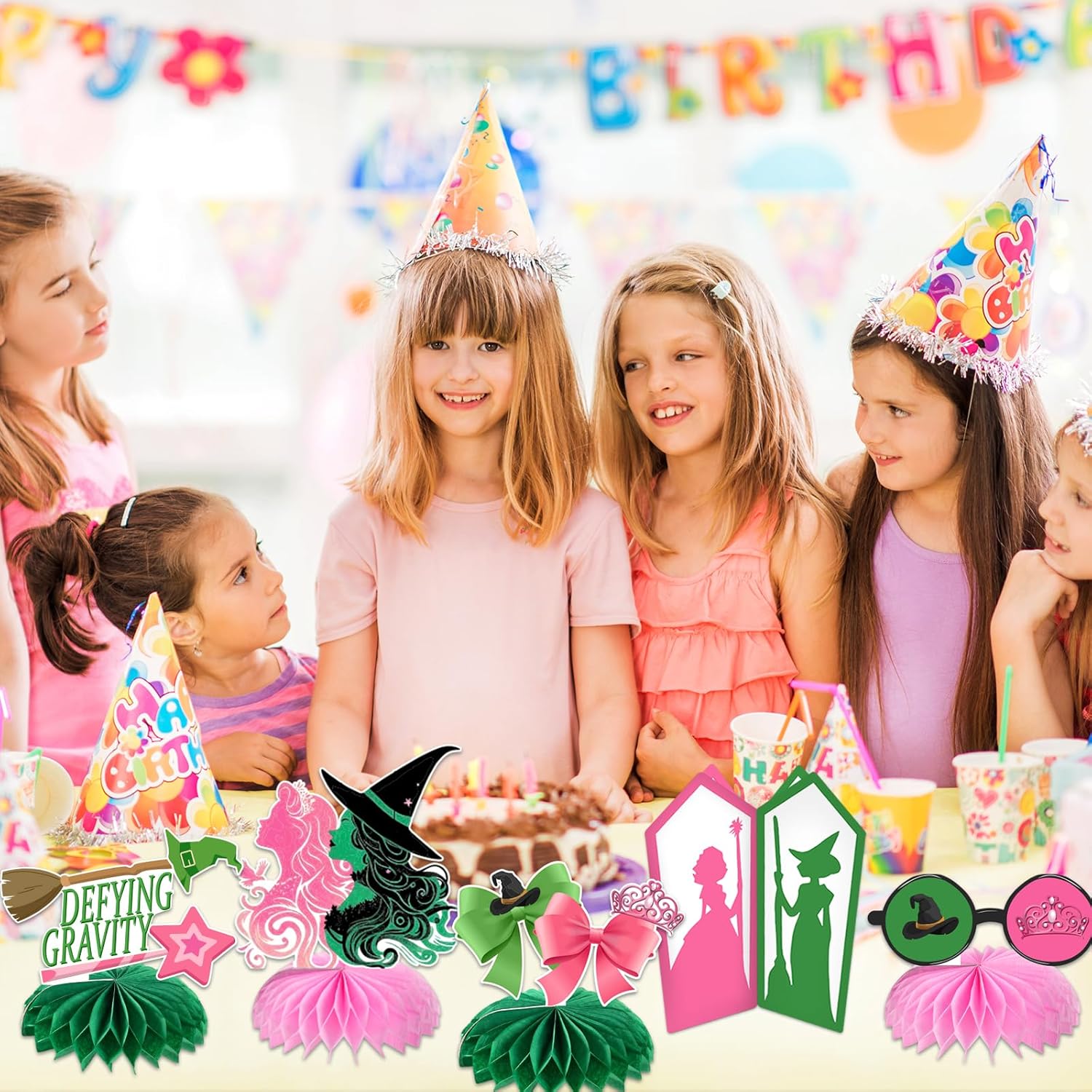 Witch Theme Party Decorations, 10 Pcs Pink and Green Honeycomb Centerpieces Decor Table Toppers for Movie Birthday Witch Party Decorations Supplies - Image 6