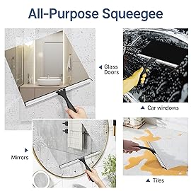 AmazerBath Squeegee for Shower Glass Door, Shower Squeegee for Glass Doors - All-Purpose Squeegee with Hook for Shower Doors, Windows, Mirrors, Tiles and Car Glass, 12 Inches