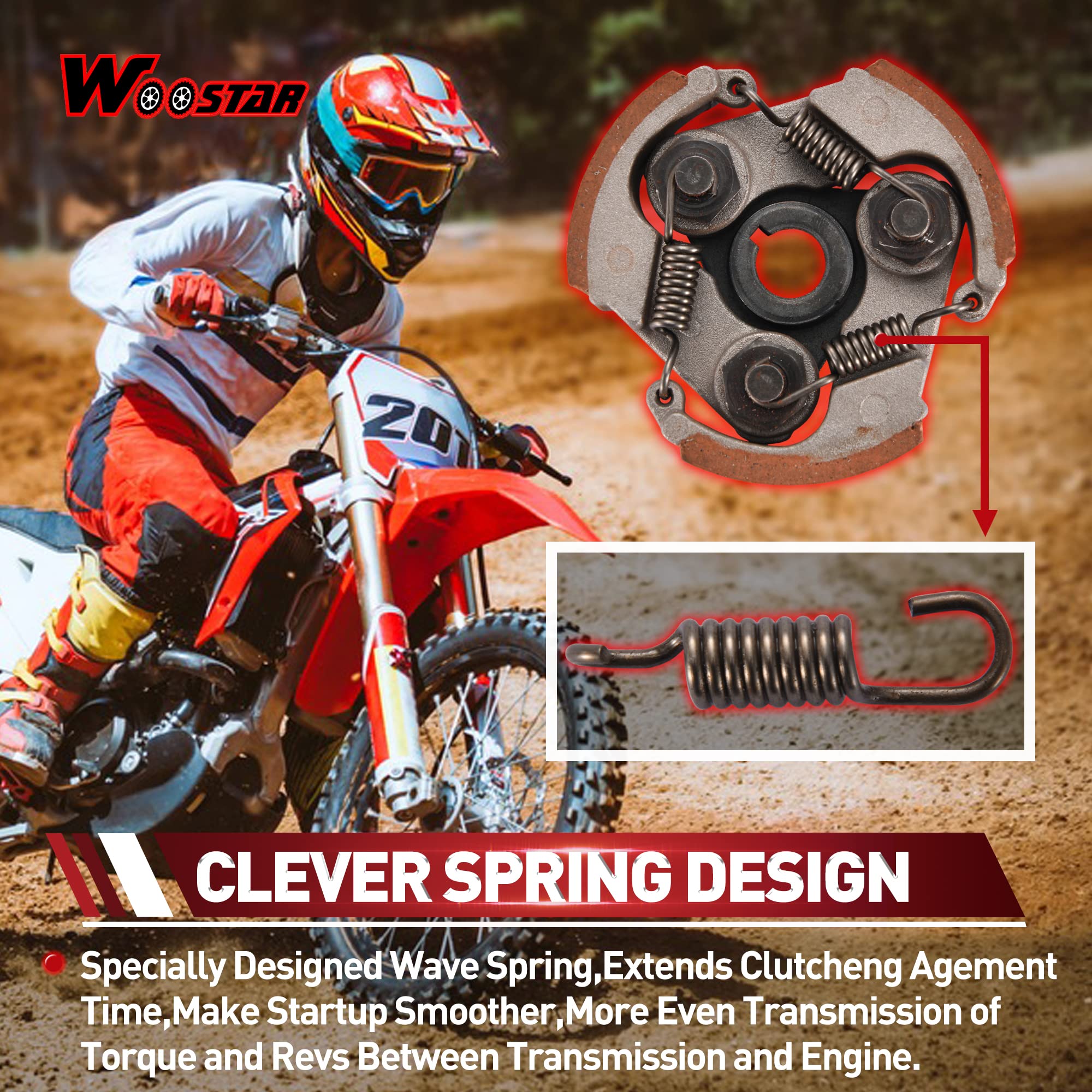 WOOSTAR Heavy Duty Pastiglia Frizione con 3 Molle Sostituzione per 2 Tempi 47cc 49cc Mini Quad Dirt Pit Bike Pocket Bike ATV 4 Wheeler Scooter