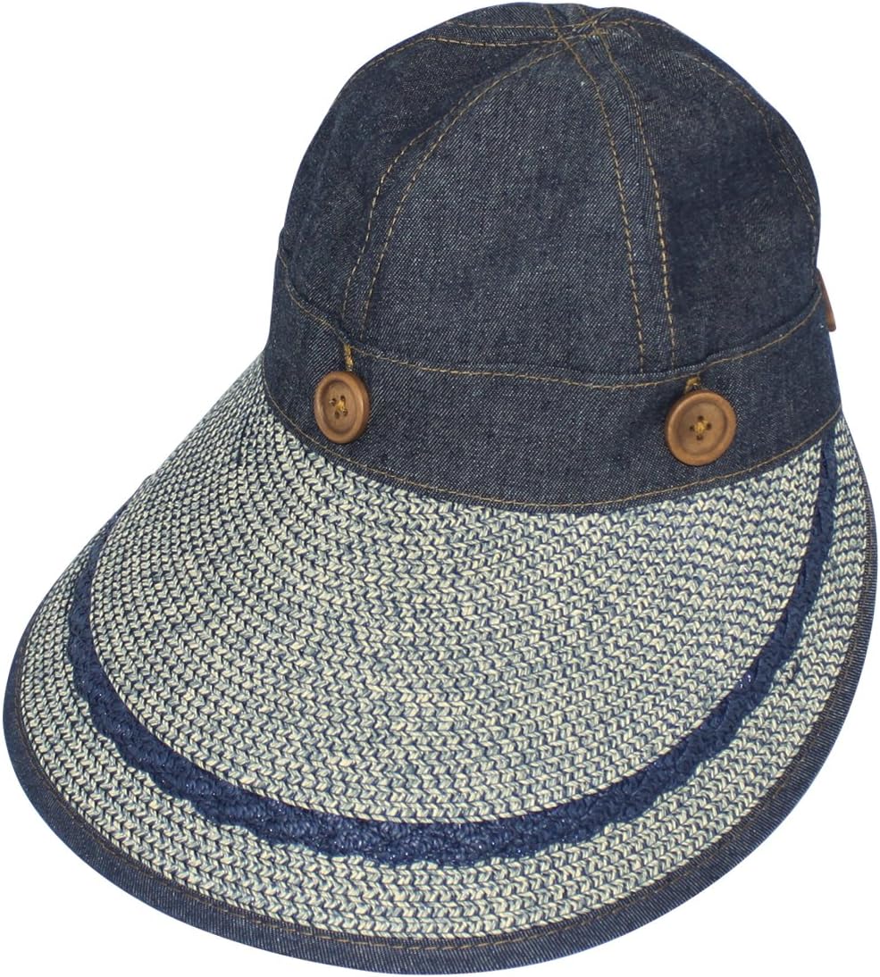 Dahlia Women's Summer Sun Hat - Two in One Wide Brim Visor Cap
