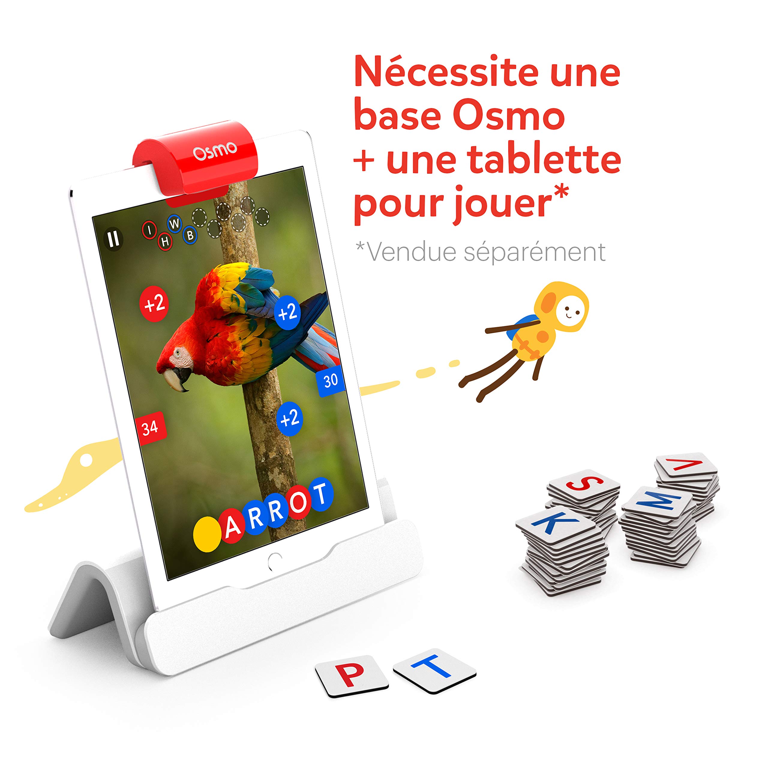 Osmo -Coffret complet Genius pour iPad -Genius Starter Kit -Âges 6-10ans -5 jeux d'apprentissage interactifs : maths, orthographe, art, physique,créativité et plus encore(base Osmo pour iPad incluse)